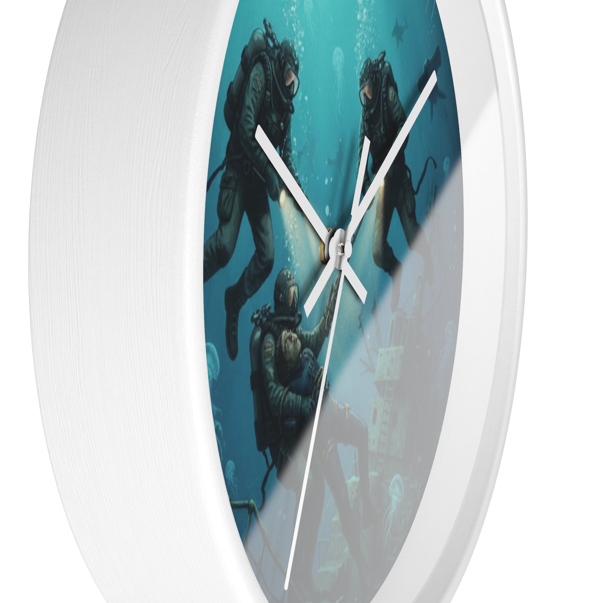 Diver Expedition Wall Clock — Vintage Deep Sea Salvage Diver Art