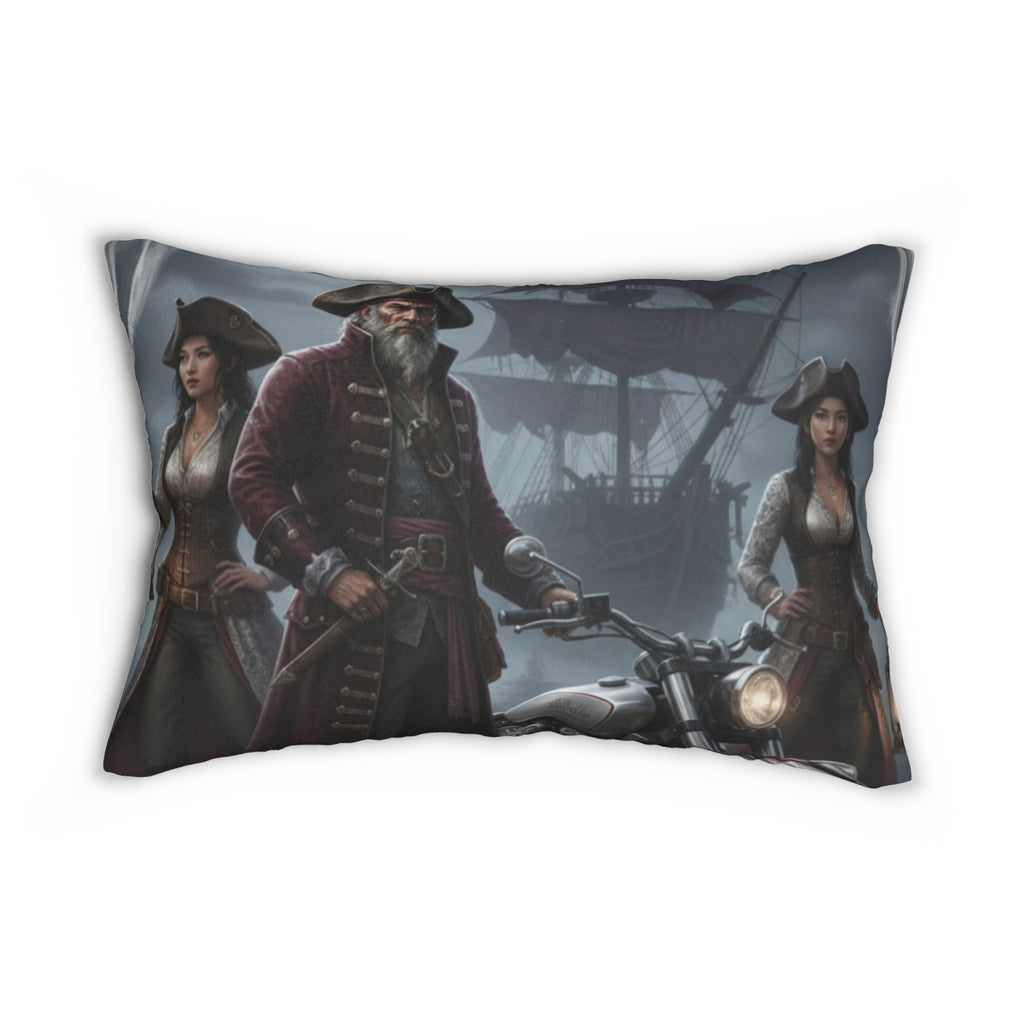 Viking & Pirate Scene Lumbar Pillow — Spun Polyester Decorative Pillow