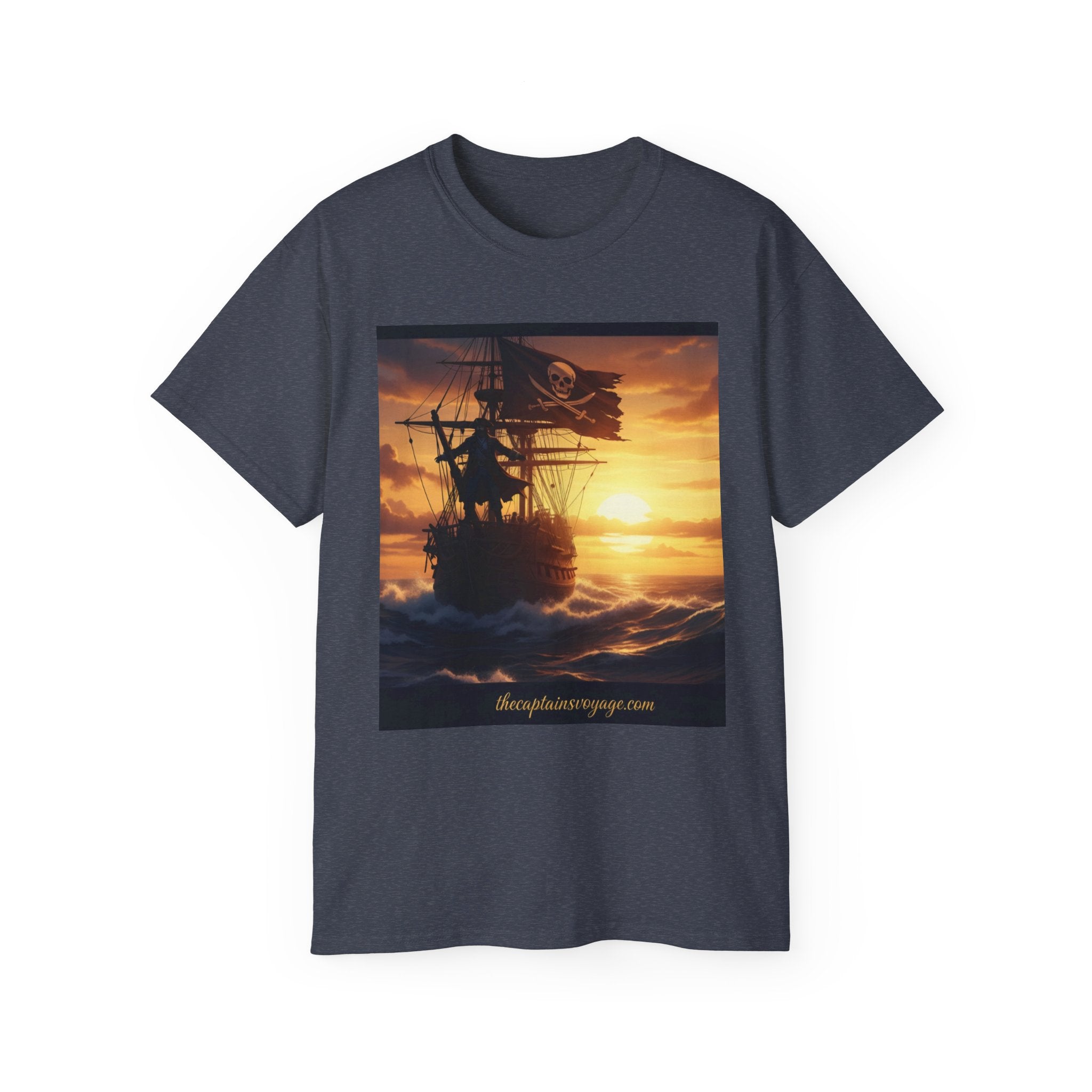 Pirate Ship Sunset Tee – Nautical Pirate Skull Graphic T-Shirt