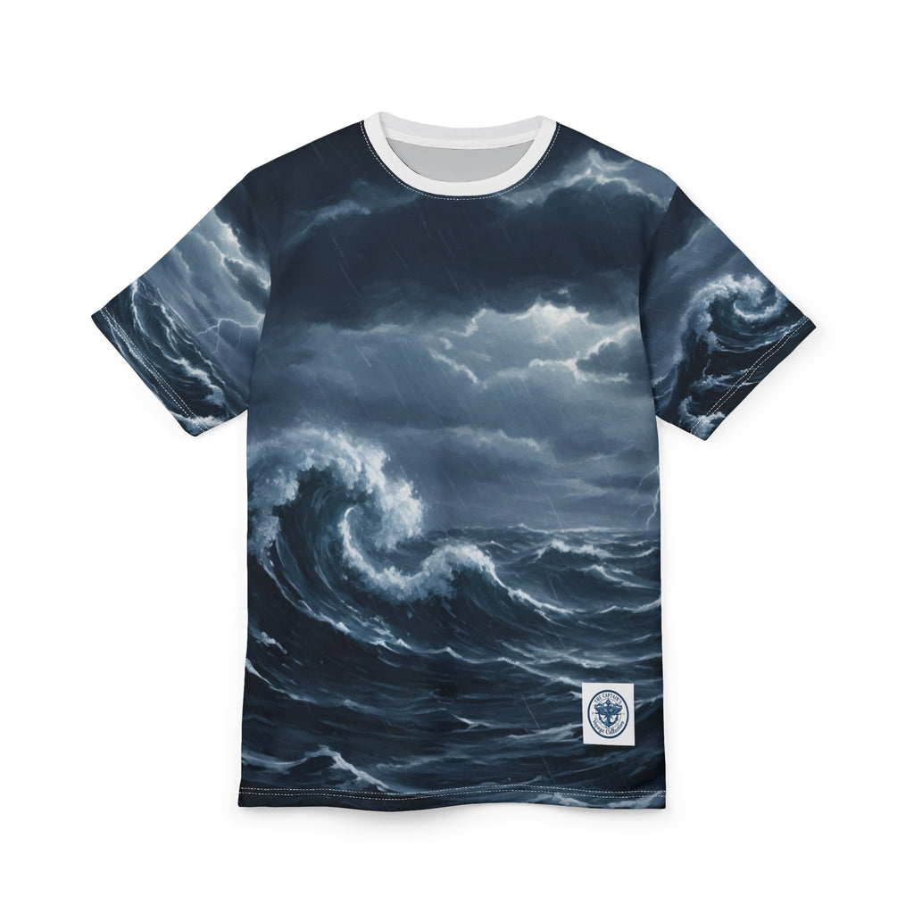 Stormy Ocean Waves Tee — All-Over Print Nautical Graphic T-Shirt