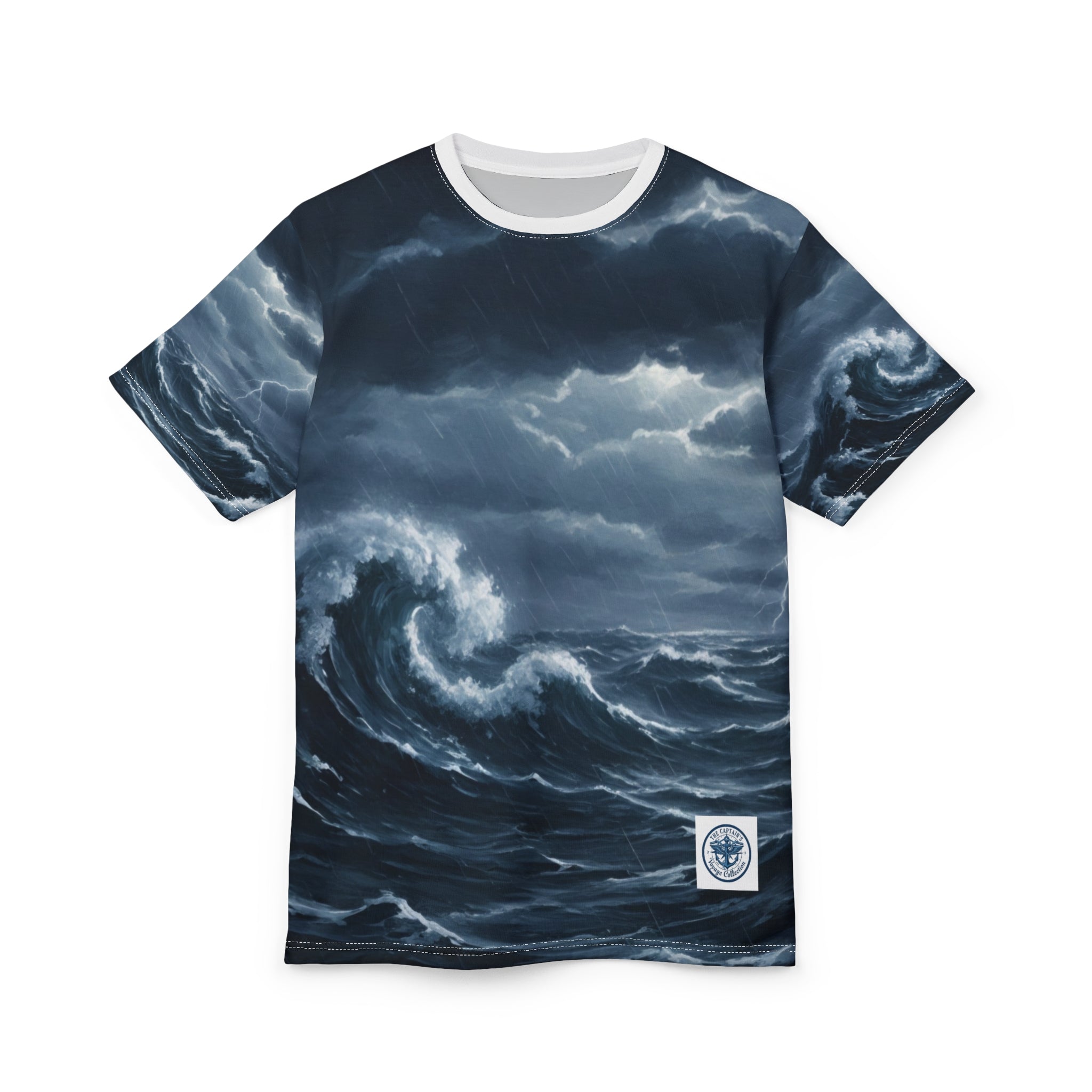 Stormy Ocean Waves Tee — All-Over Print Nautical Graphic T-Shirt