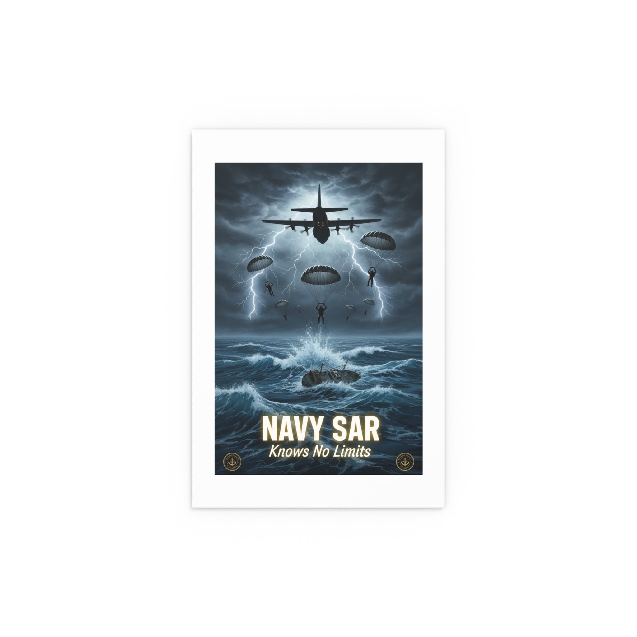Navy SAR 'Knows No Limits' Rescue Poster — Indoor/Outdoor Silk Print
