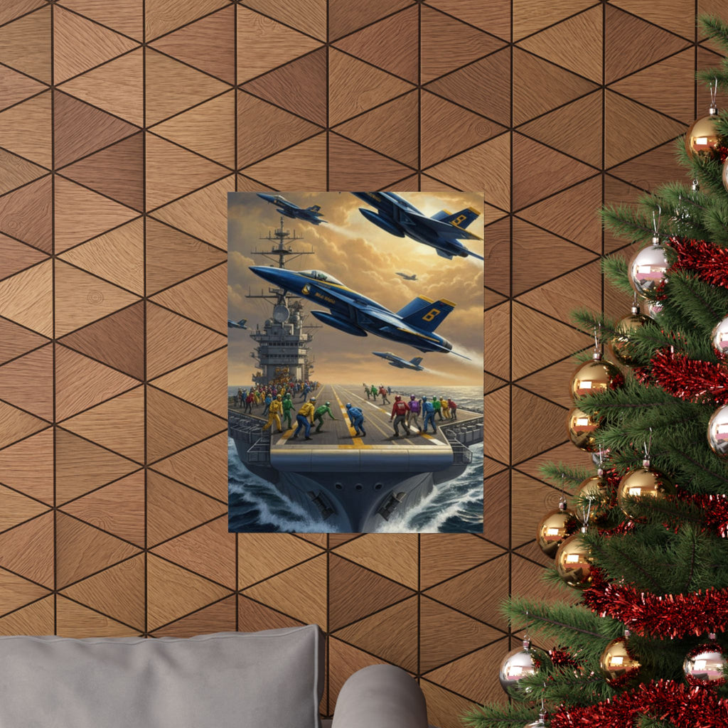 Navy SAR Rescue Helicopter Matte Poster — Dramatic Sea Rescue Art