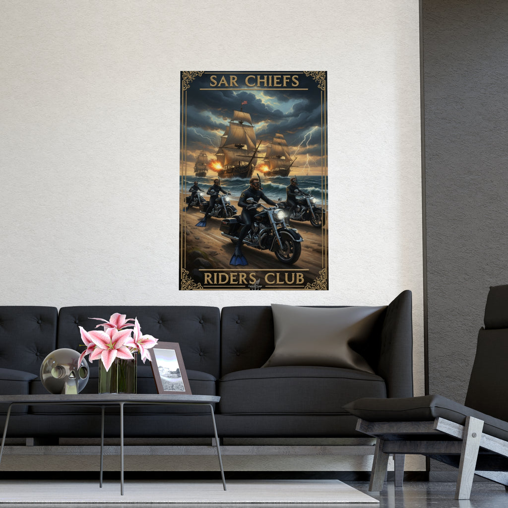 Riders Club Matte Poster — Sea Captain Bikers Vintage Nautical Wall Art