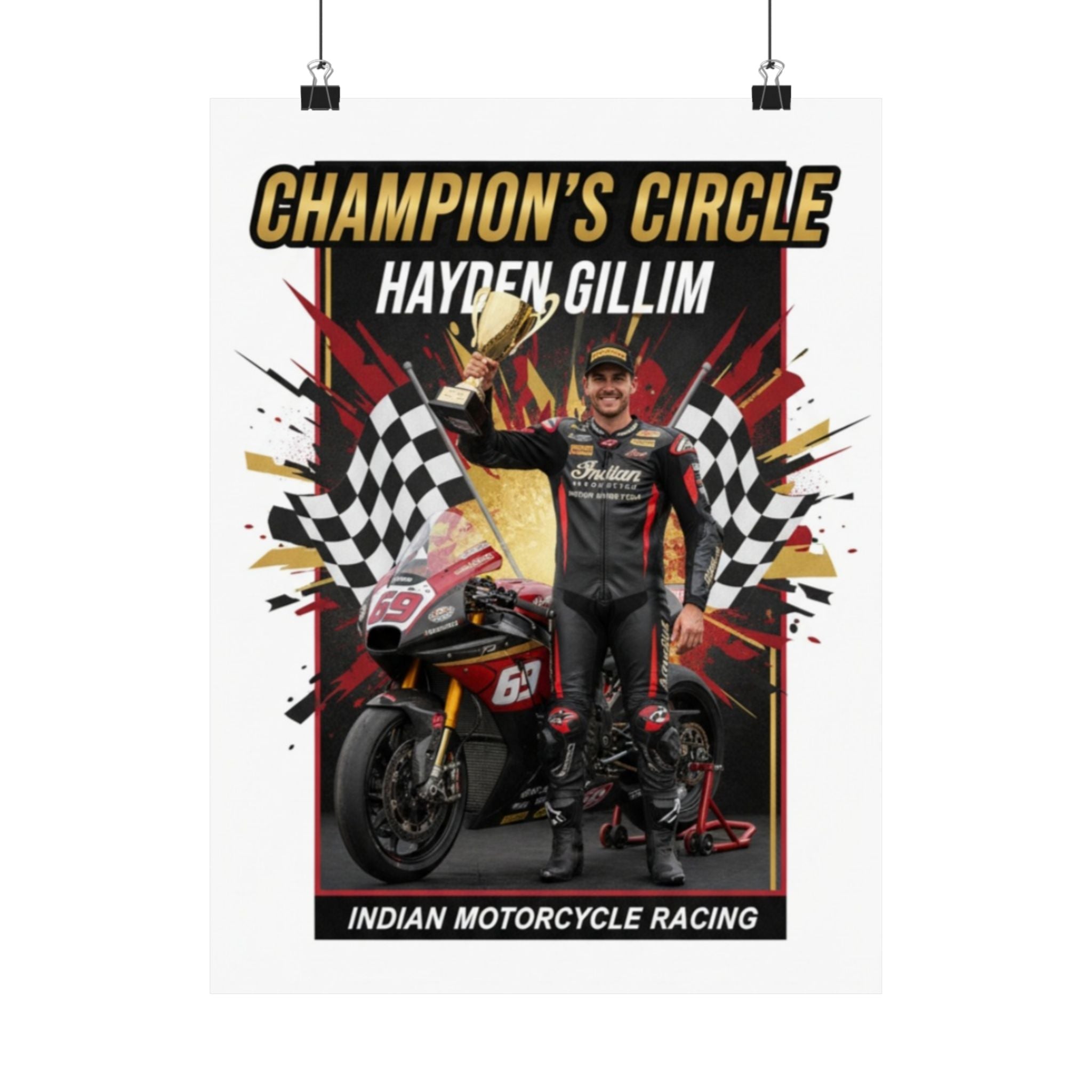 Champion's Circle Motorcycle Racing Poster — Hayden Gillim Matte Vertical Print