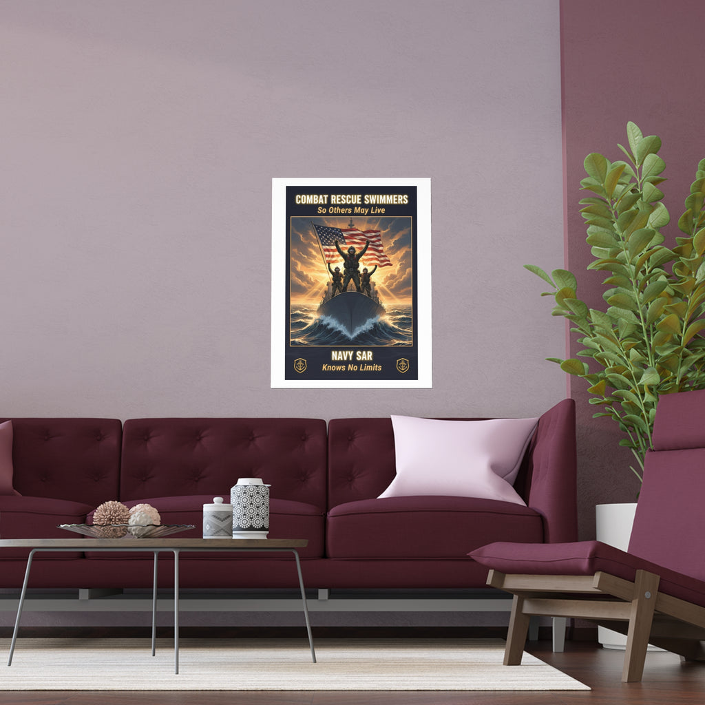 Combat Rescue Swimmers Silk Poster — "So Others May Live" Navy SAR Wall Art