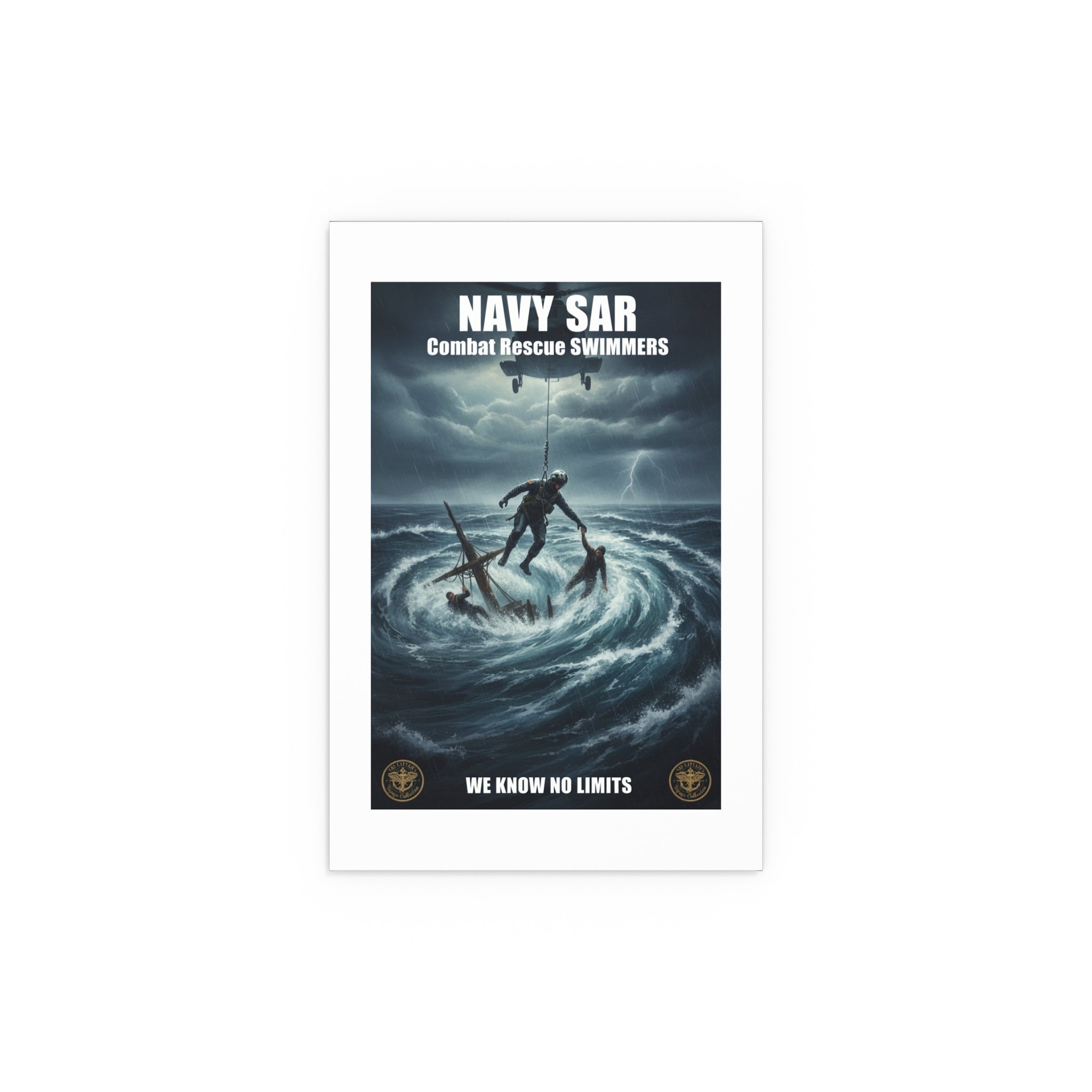 Stormy Sea Silk Poster — Dramatic Sailor Rescue Wall Art (Indoor/Outdoor)