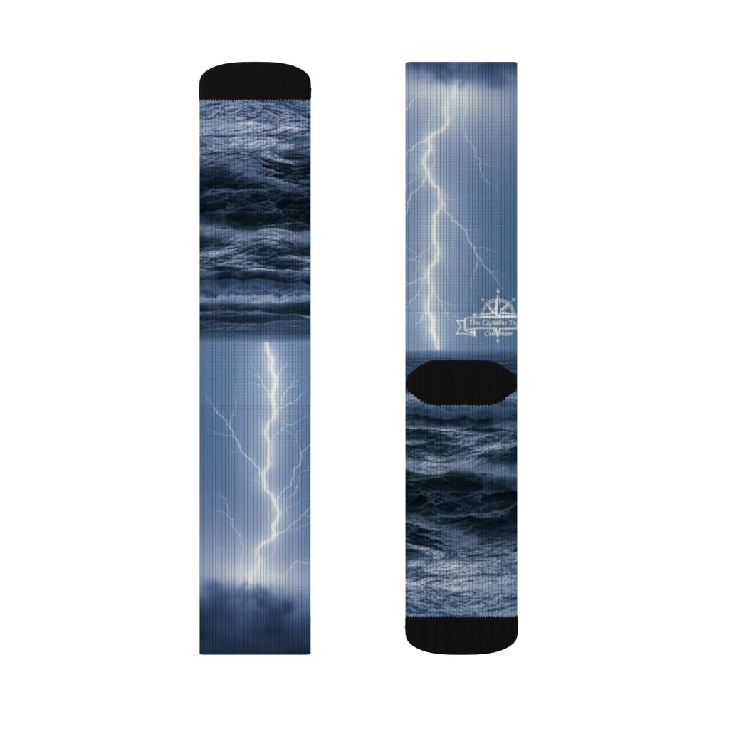 Storm Lightning Sublimation Socks — Nautical Thunder Crew Socks