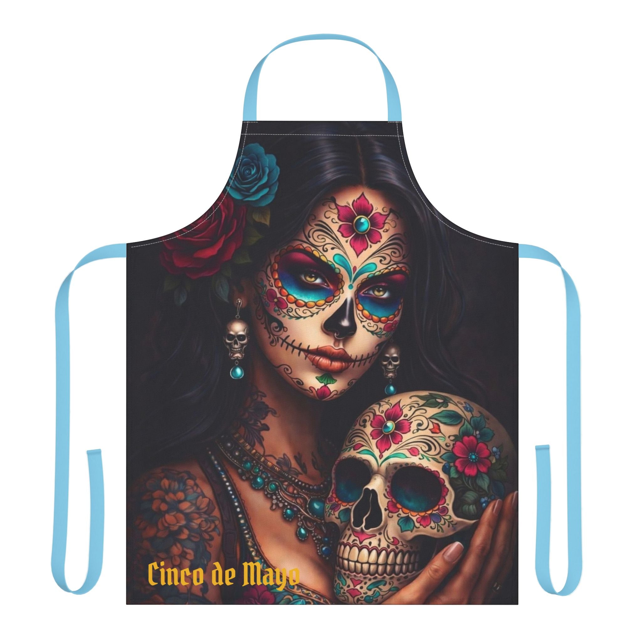 Day of the Dead Sugar Skull Apron — Cinco de Mayo Decorative Kitchen Apron