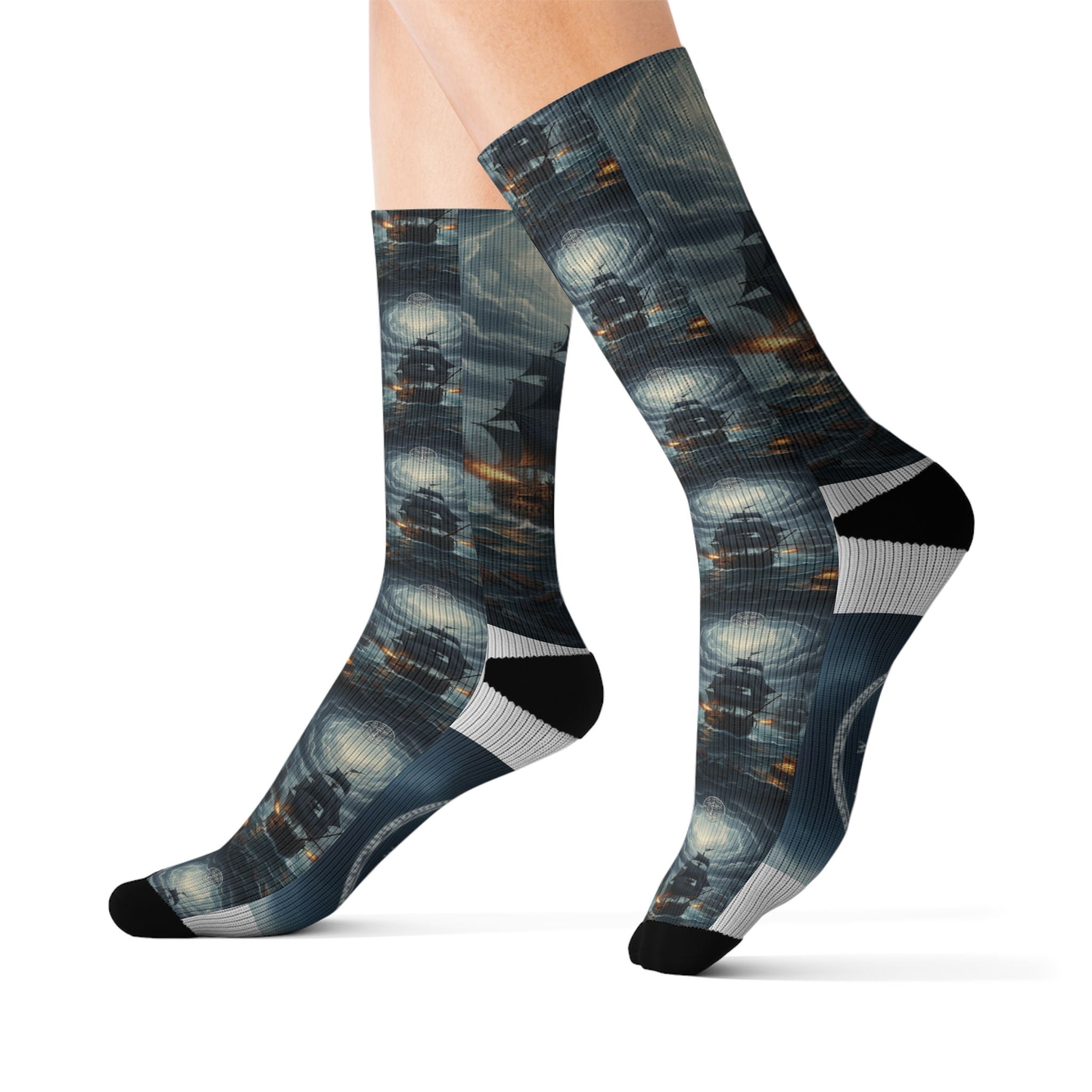 Pirate Ship Sublimation Socks — Nautical Ghost Ship Crew Socks