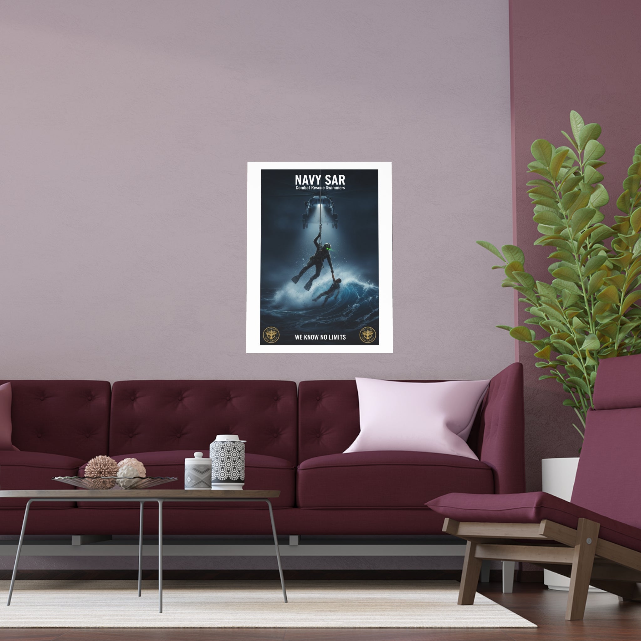 Navy SAR Combat Rescue Swimmers Silk Poster – “We Know No Limits” Indoor/Outdoor Print