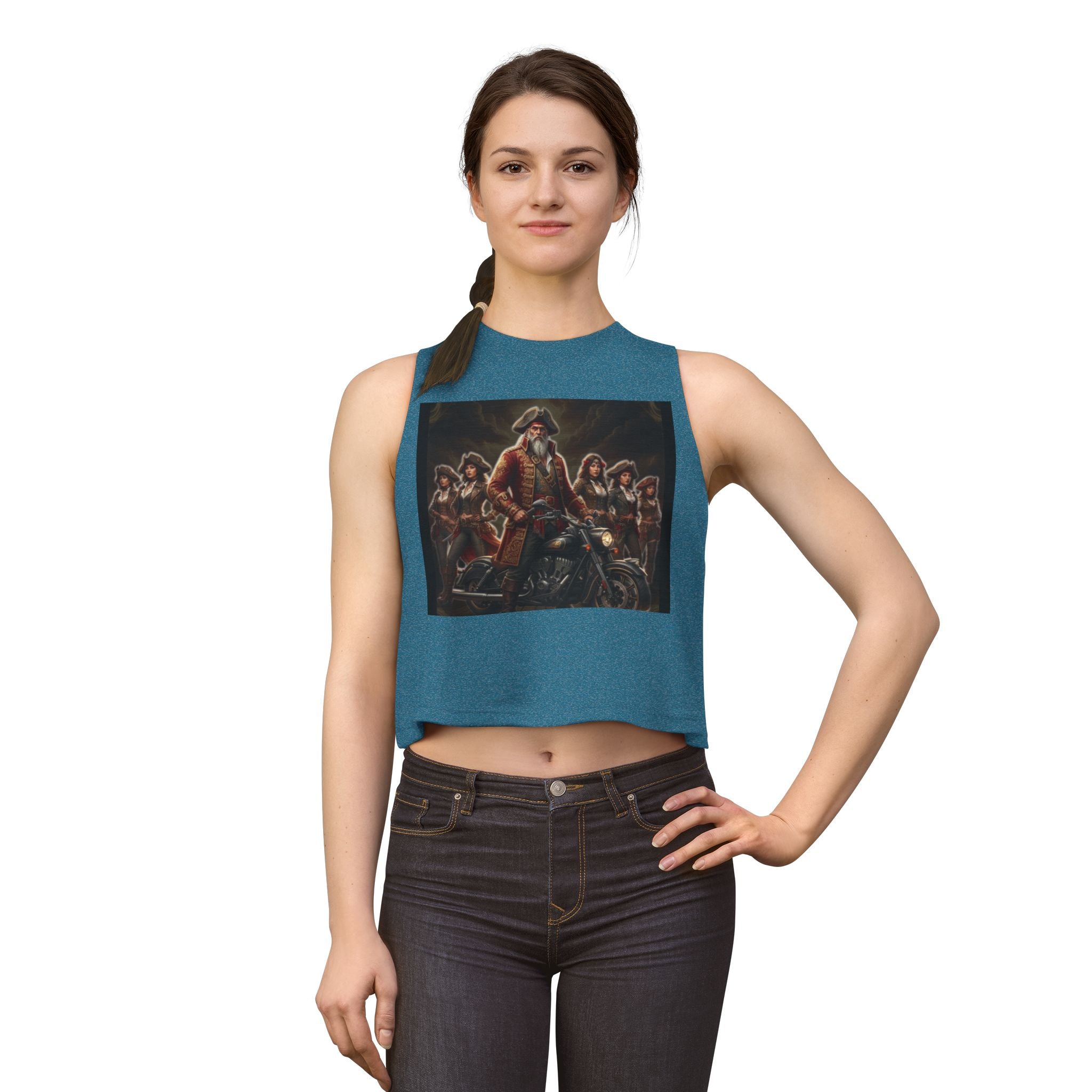Women's Crop Top — Vintage Pirate Crew Motorcycle Graphic