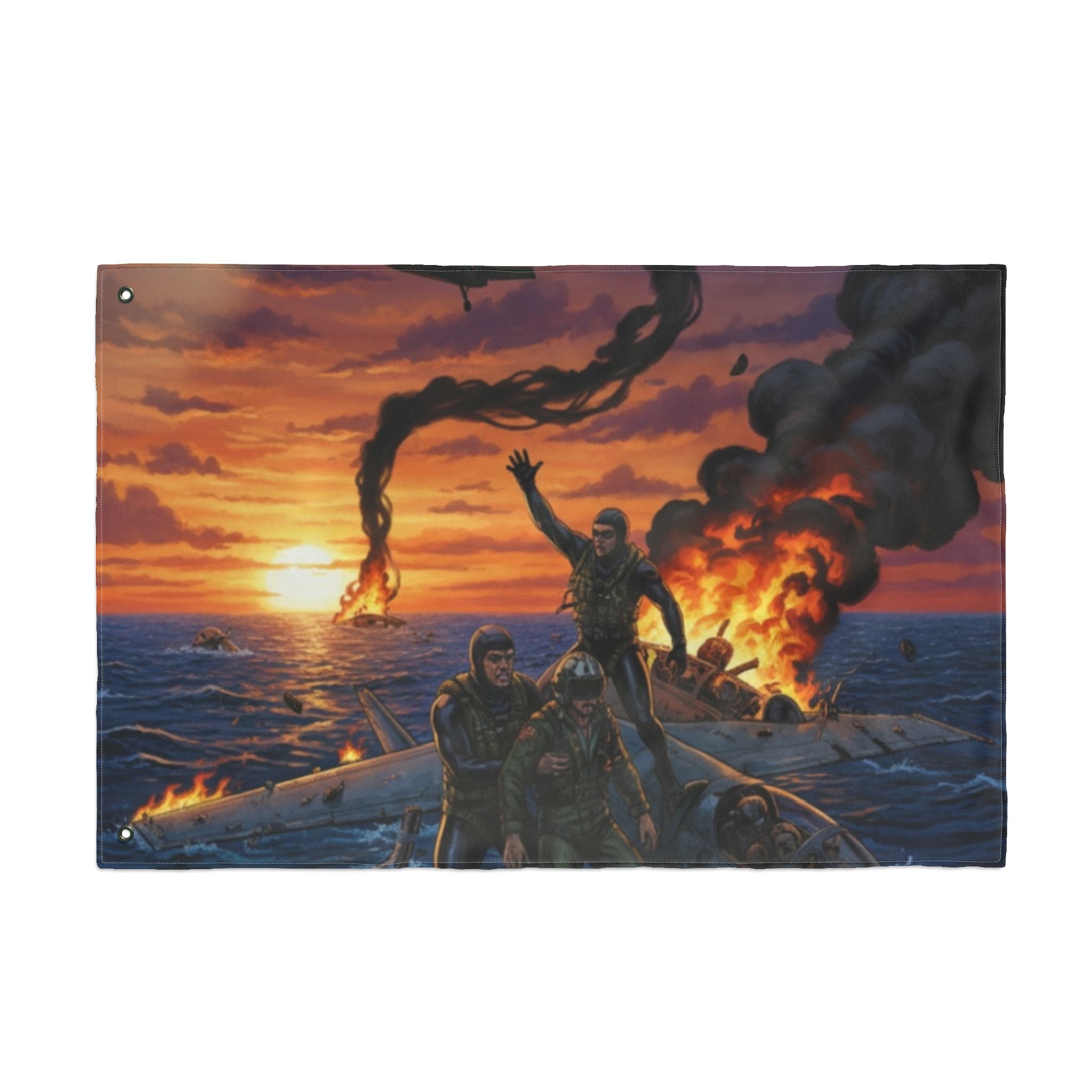 Double-Sided Nautical Rescue Flag — Navy SAR Search & Rescue Scene