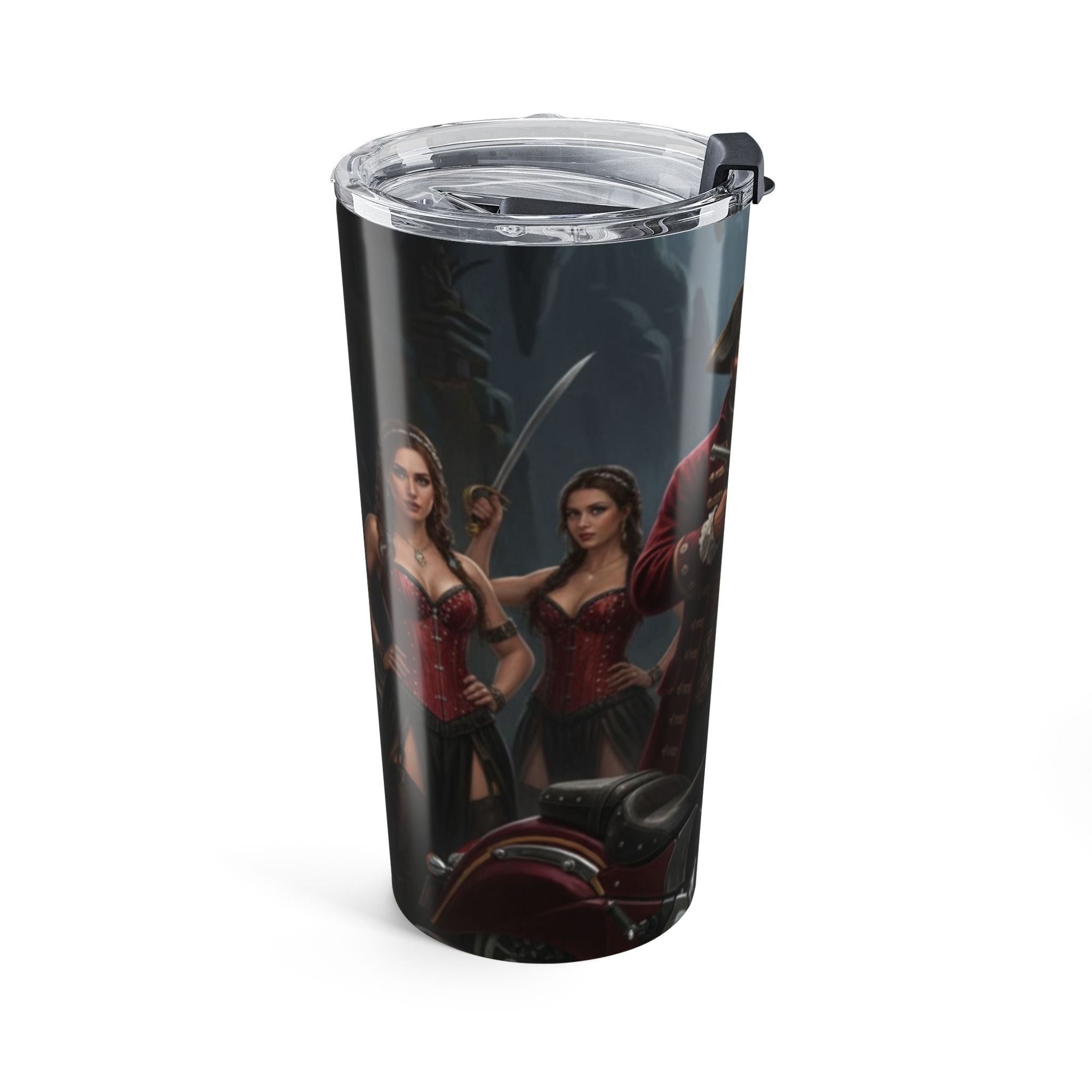 Pirate Biker 20oz Tumbler – Vintage Captain & Motorcycle Travel Cup