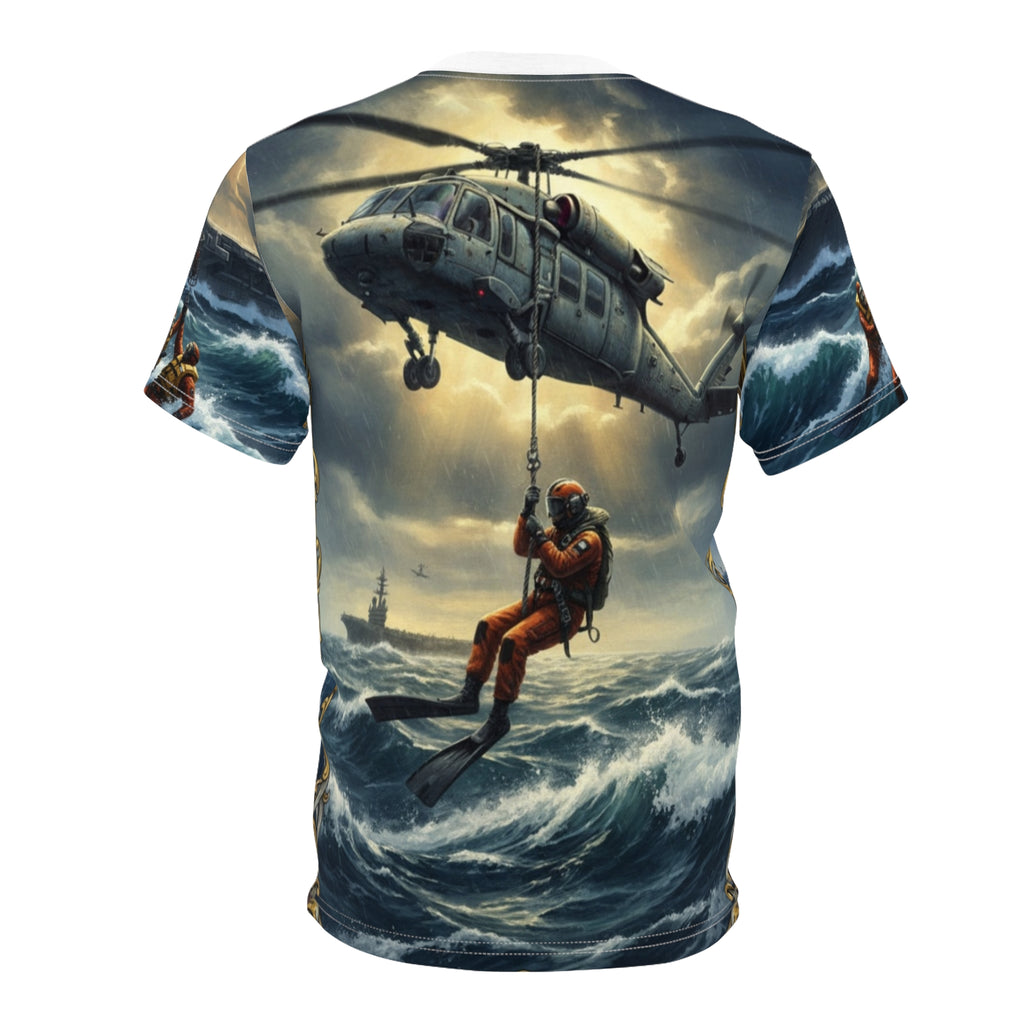 Rescue Helicopter Scene Tee — Search & Rescue Airlift Graphic Shirt