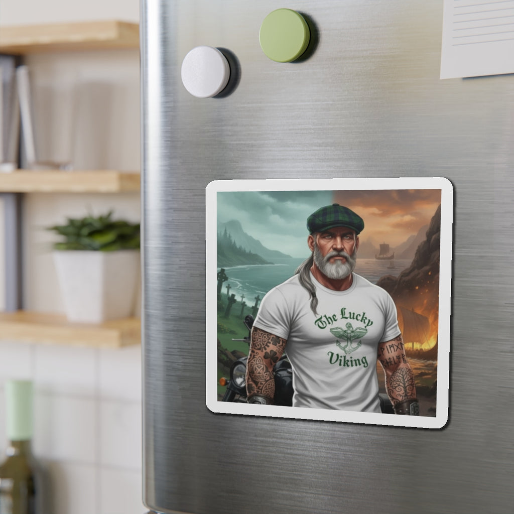 Die-Cut Magnet — "The Lucky Viking" Bearded Biker Design