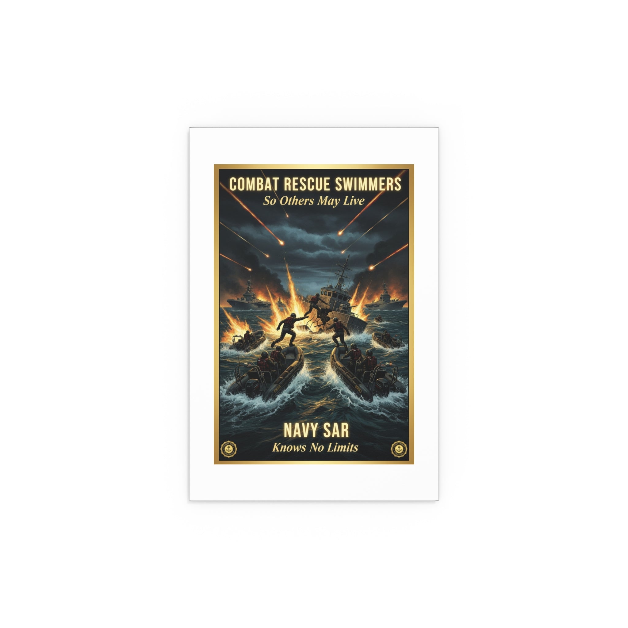 Combat Rescue Swimmers Silk Poster — 'So Others May Live' Navy SAR Wall Art