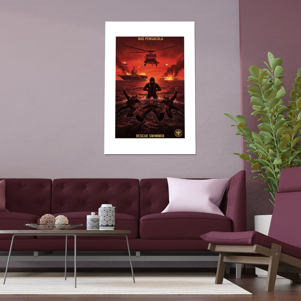Rescue Swimmer Silk Poster — NAS Pensacola Military Print