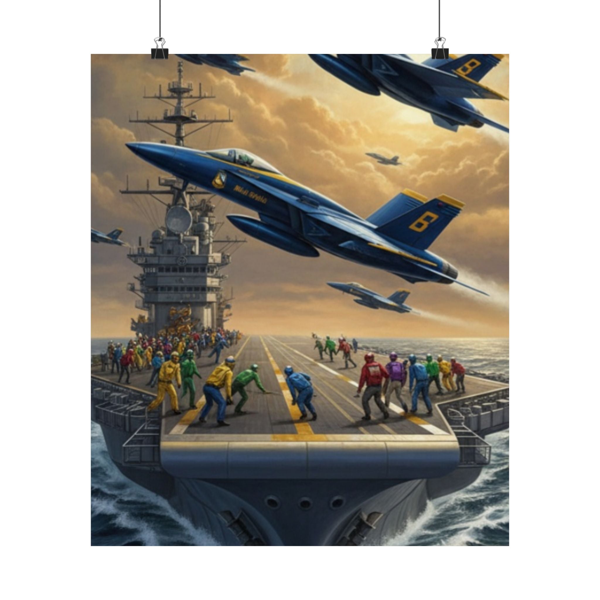 Navy SAR Rescue Helicopter Matte Poster — Dramatic Sea Rescue Art