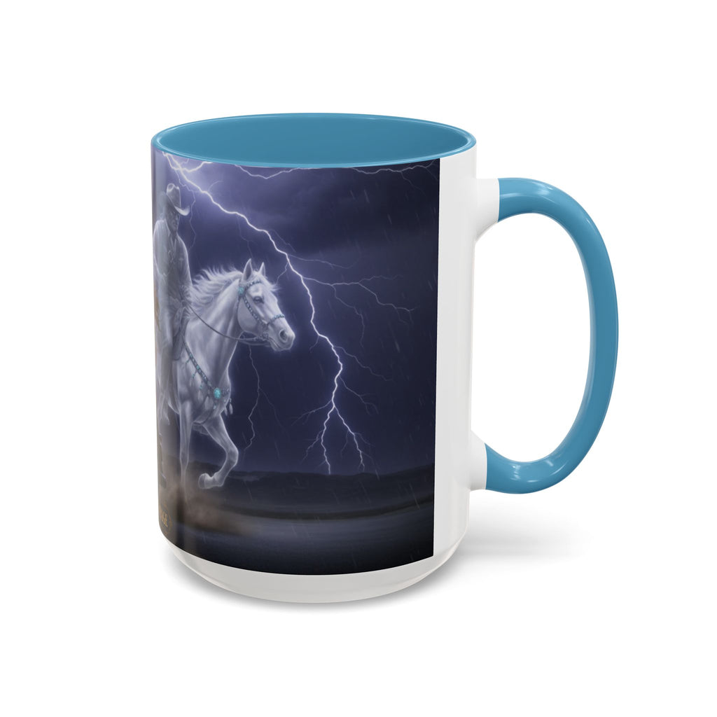 Western Ghost Riders Coffee Mug — Phantom Cowboy & Horse Lightning Accent Mug (11/15oz)