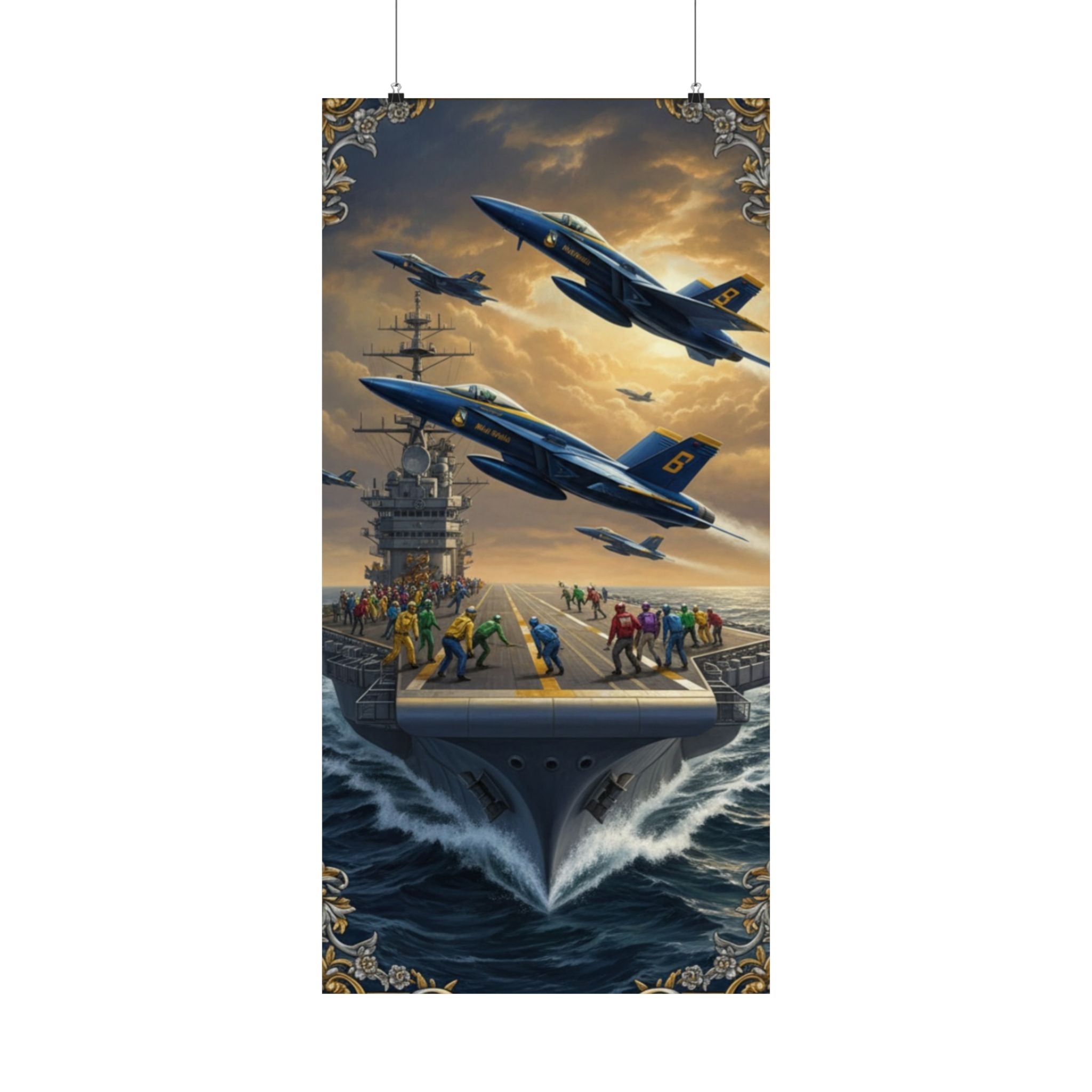 Navy SAR Rescue Helicopter Matte Poster — Dramatic Sea Rescue Art