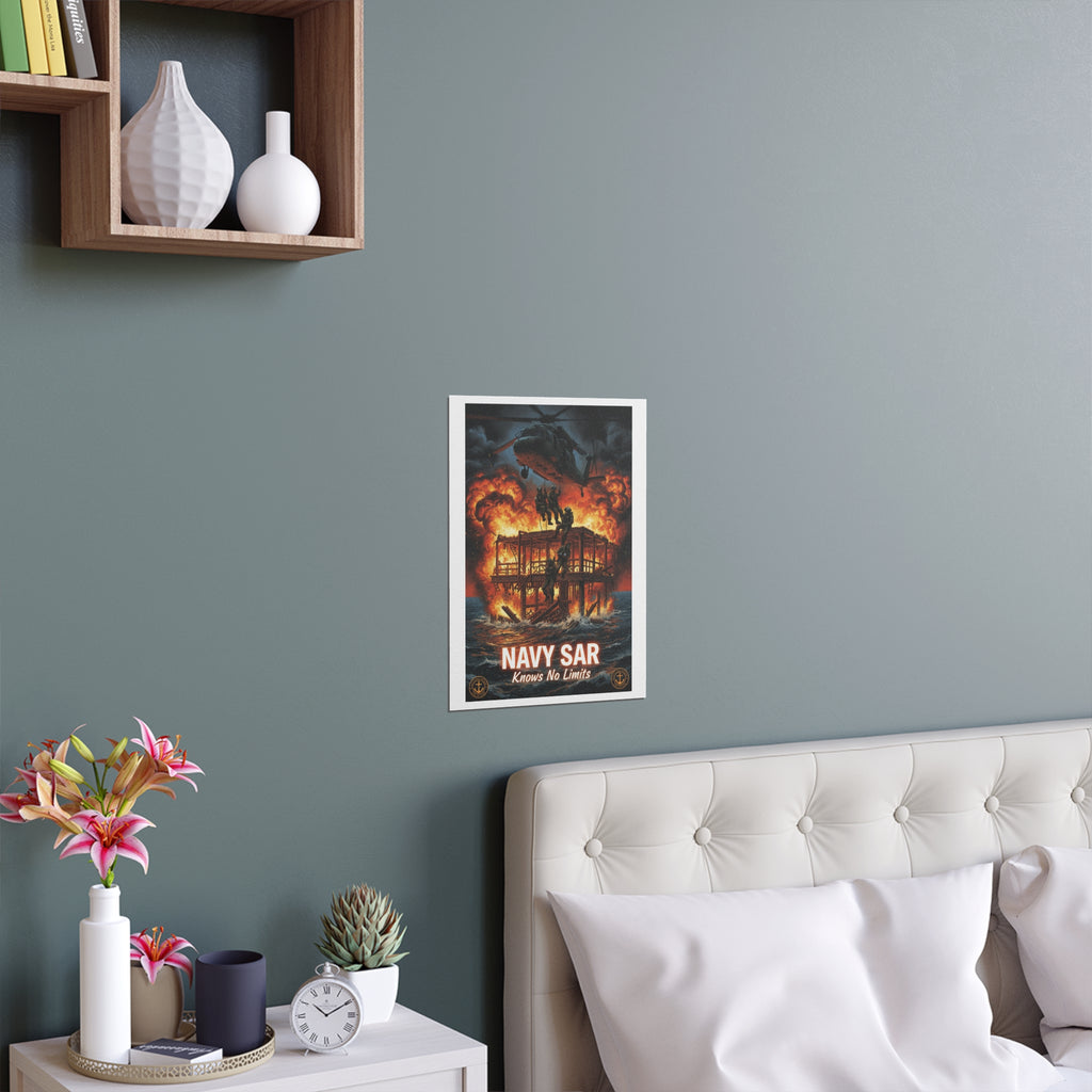 Navy SAR 'Knows No Limits' Rescue Poster - Indoor/Outdoor Silk Print