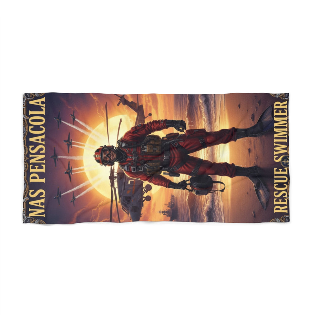 Pensacola Rescue Swimmer Beach Towel — Veteran Search & Rescue Tribute