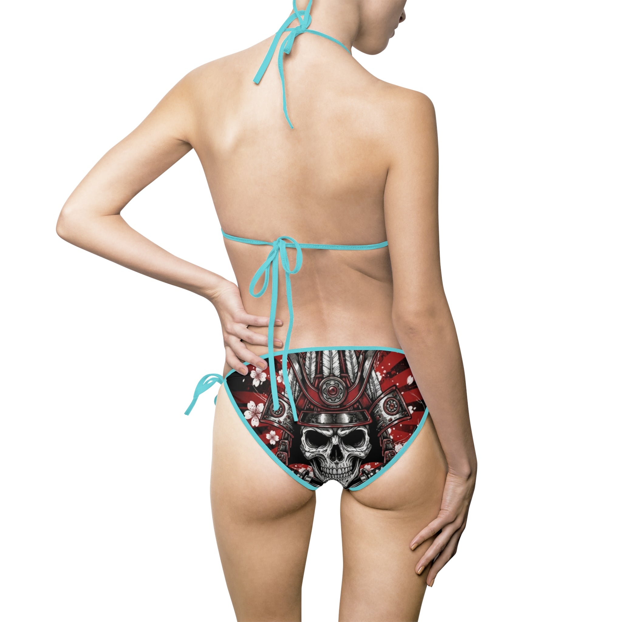Skull & Indian Motorcycle Triangle Bikini — Women's Tieside Swimwear