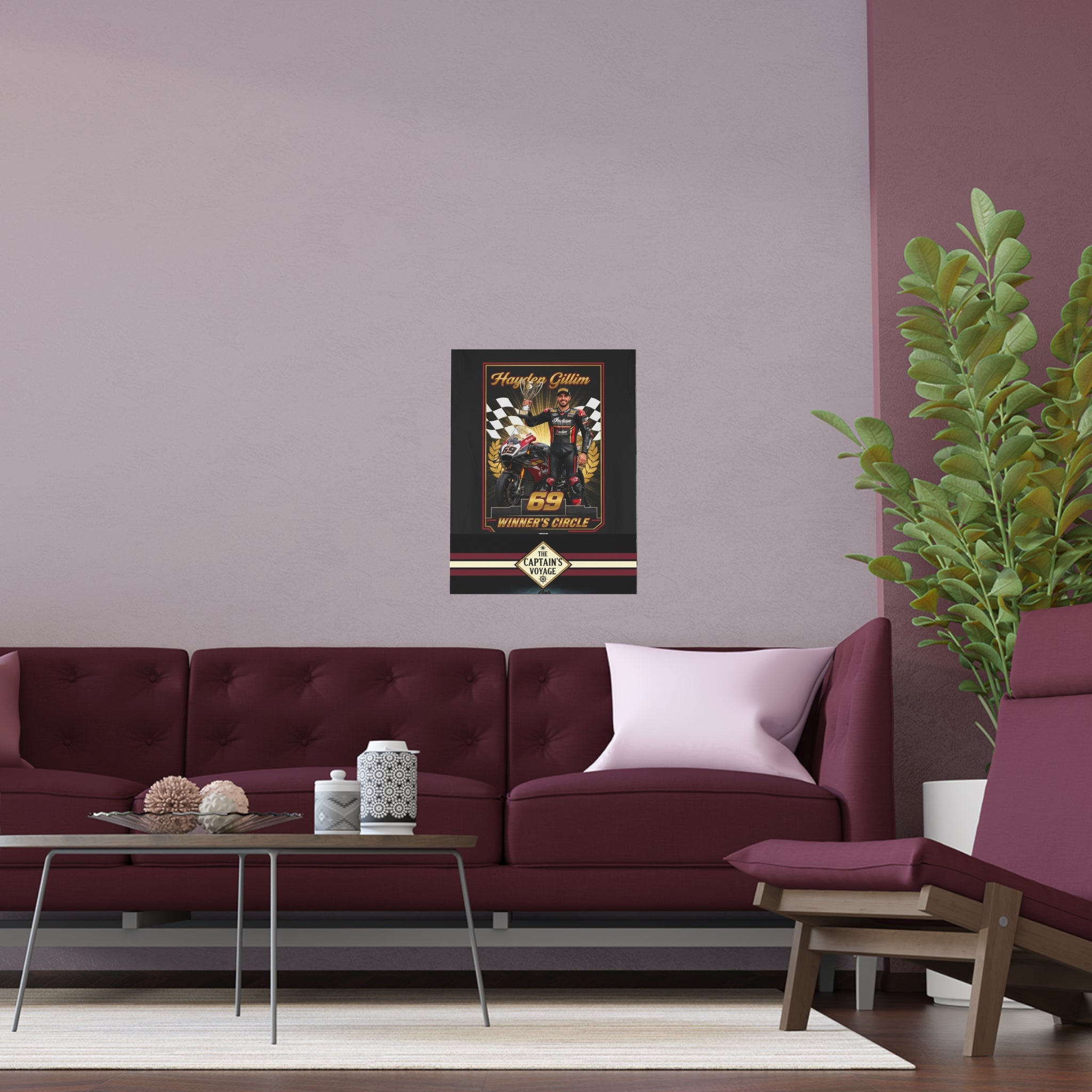 Racing Champion Silk Poster — “Winner’s Circle 69” Motorcycle Wall Art (Indoor/Outdoor)