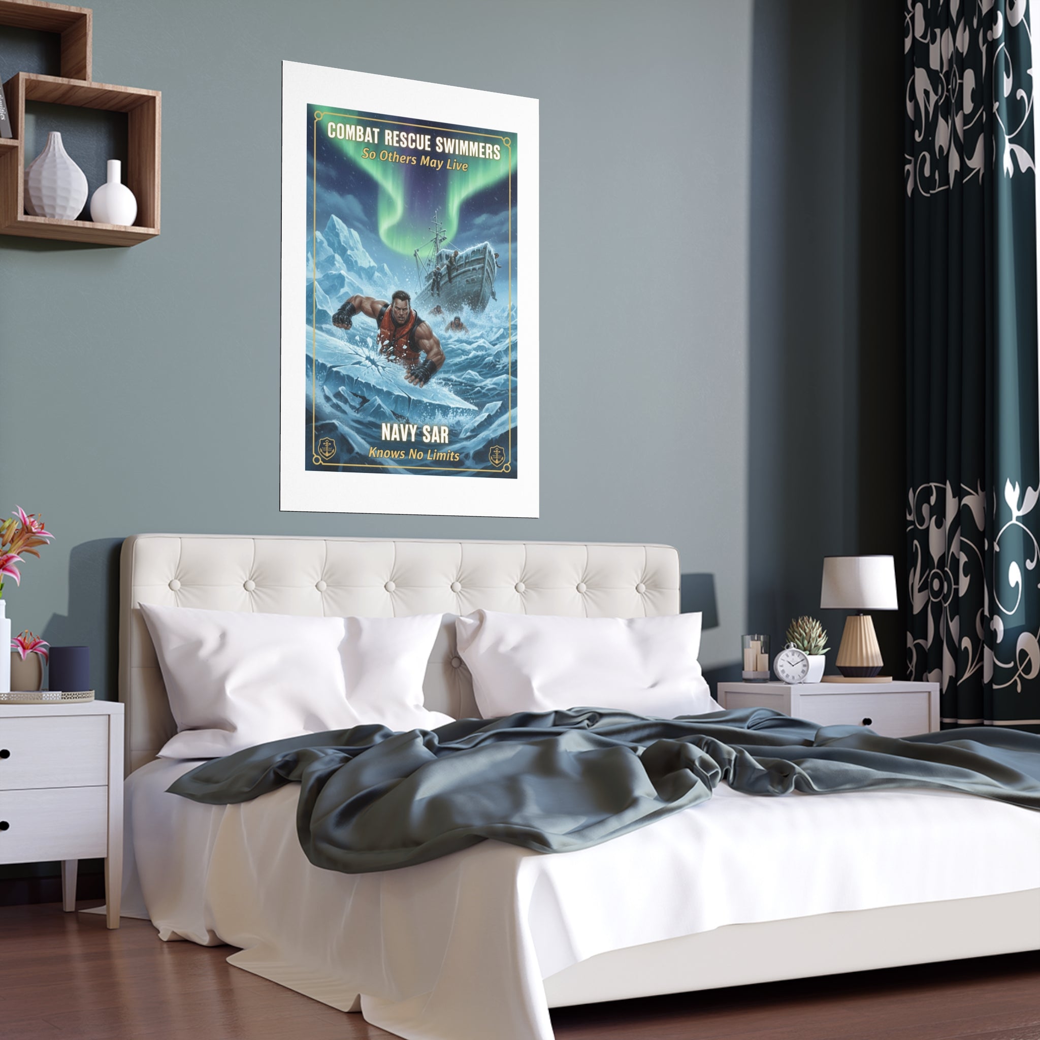 Combat Rescue Swimmers Silk Poster — Navy SAR 'So Others May Live' Arctic Rescue Print