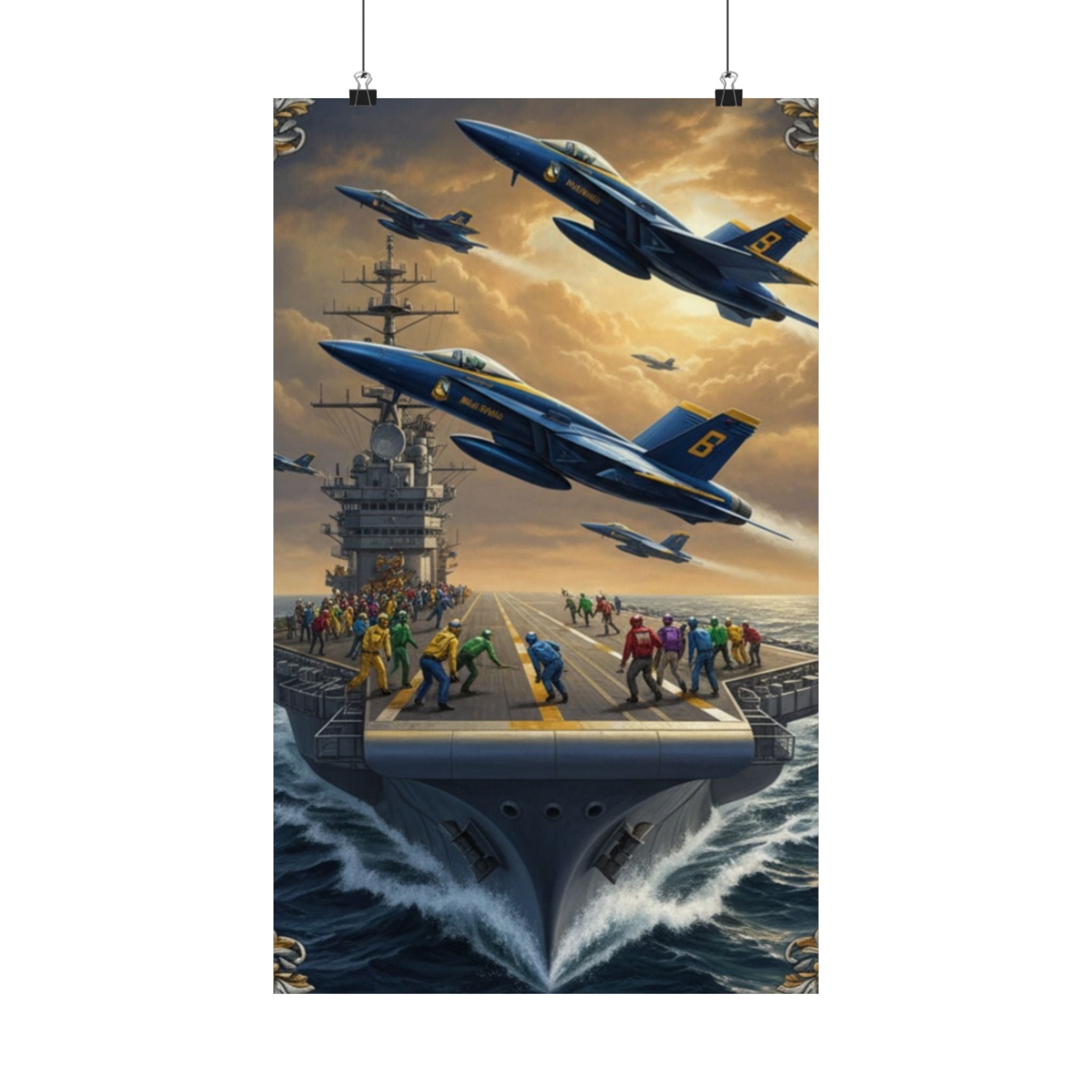 Navy SAR Rescue Helicopter Matte Poster — Dramatic Sea Rescue Art