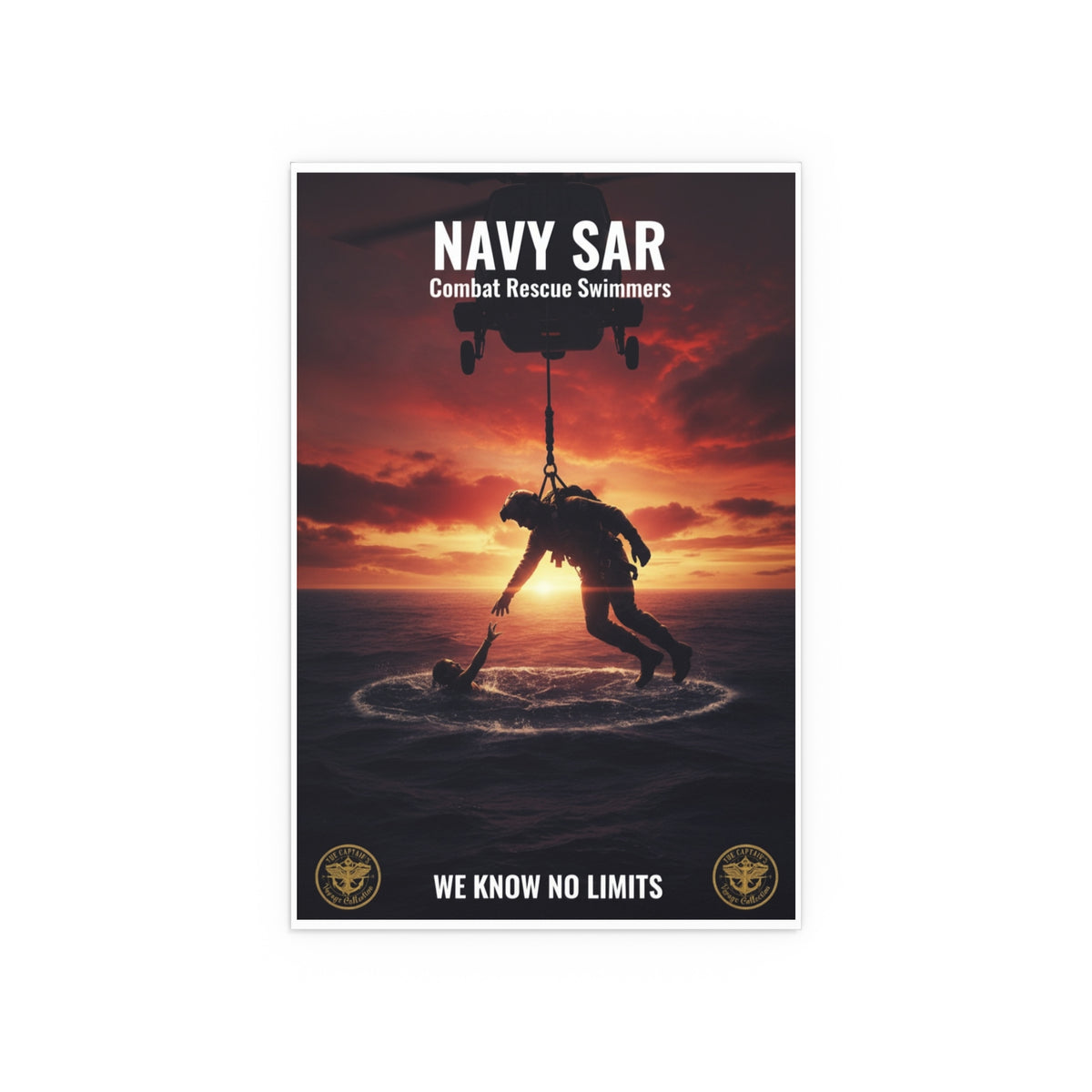 Navy SAR Combat Rescue Swimmers Silk Poster – Military Helicopter Rescue Wall Art