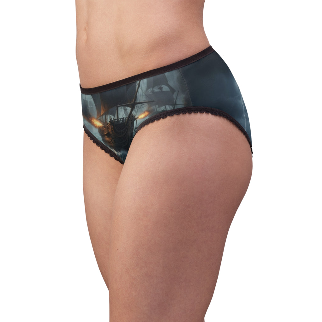 Pirate Ship Stormy Night Women's Briefs — Nautical Anchor Emblem