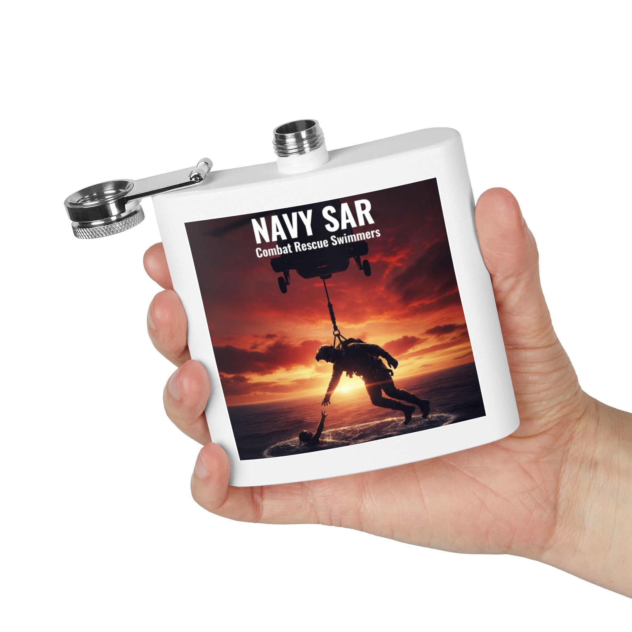 Navy SAR Combat Rescue Swimmers 6oz Stainless Steel Flask