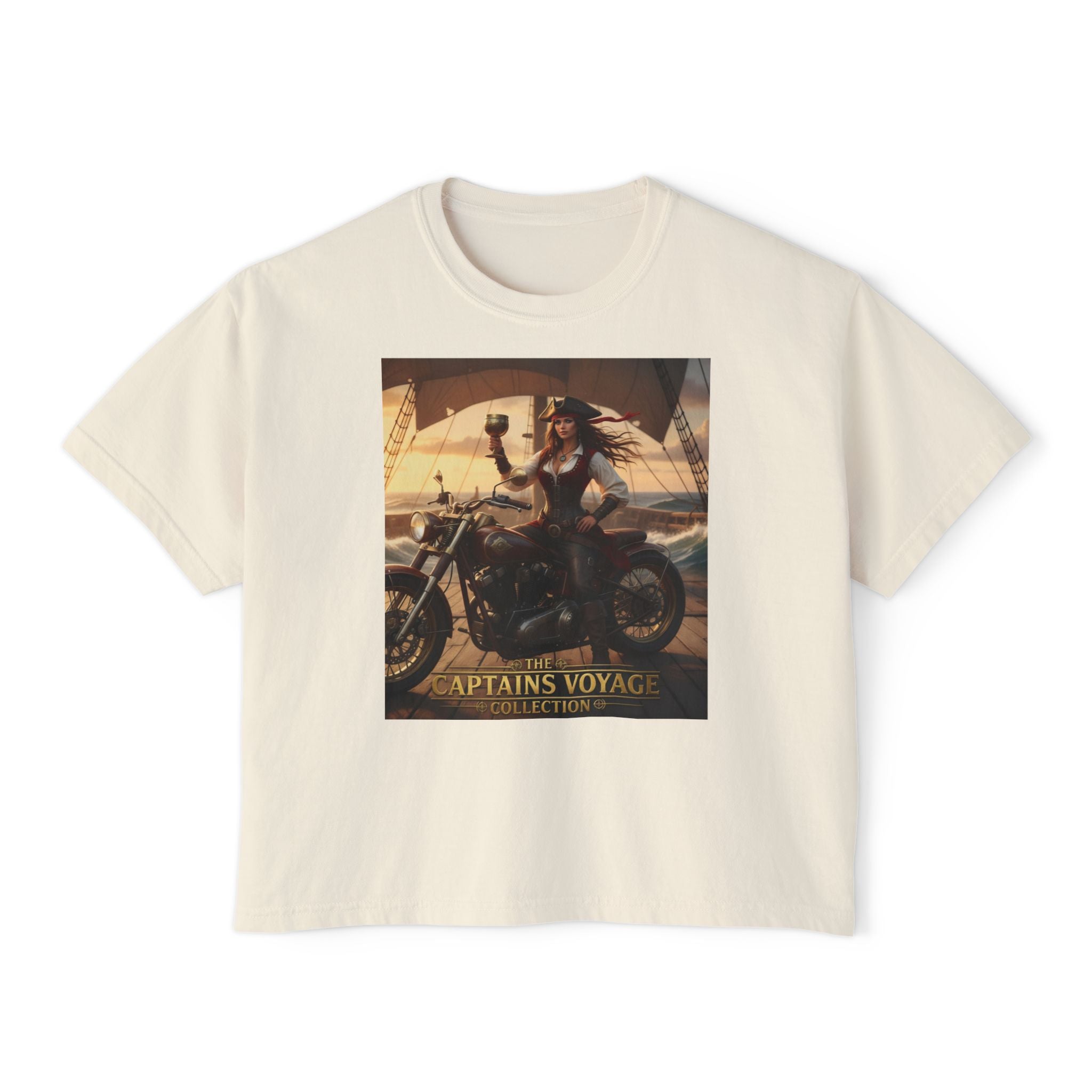 Boxy Tee — Captains Voyage Vintage Motorcycle & Sailing Graphic