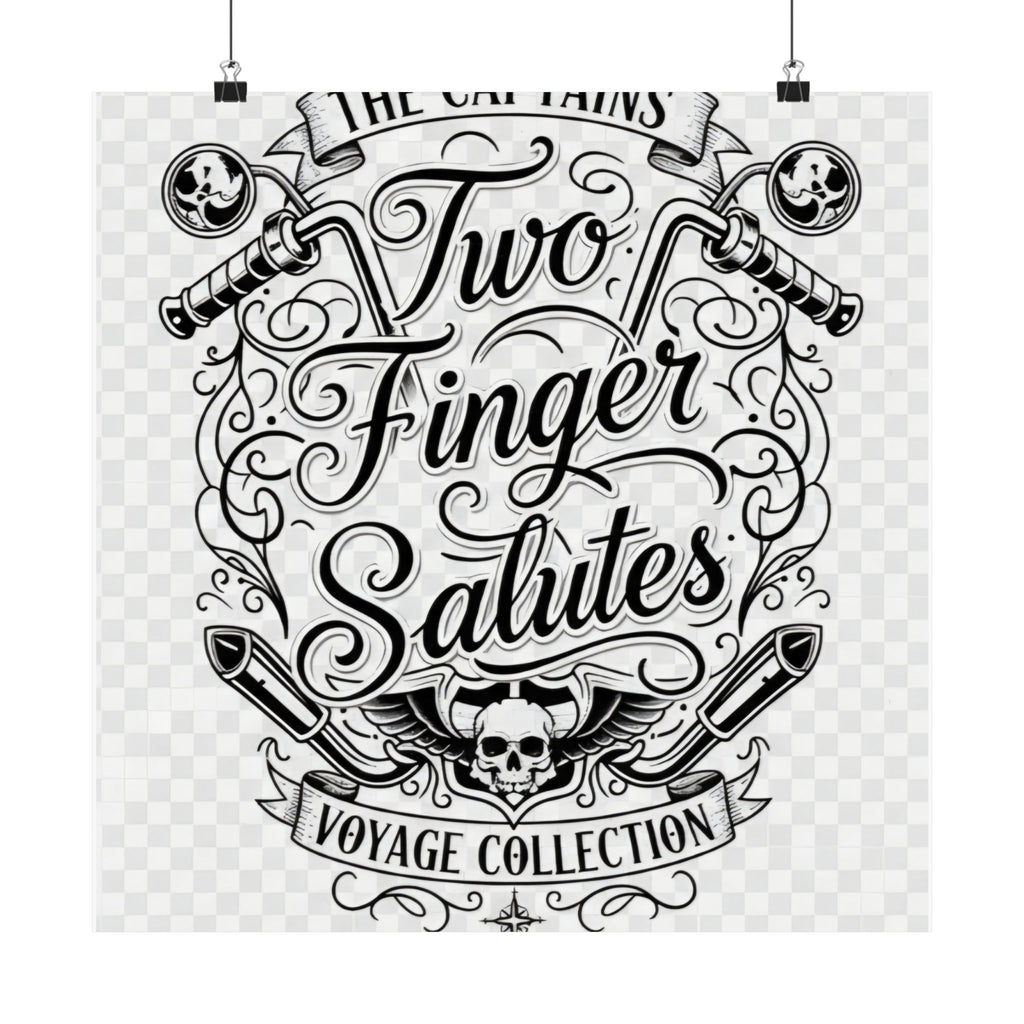 Two Finger Salutes Poster — Vintage Nautical Skull Voyage Wall Art