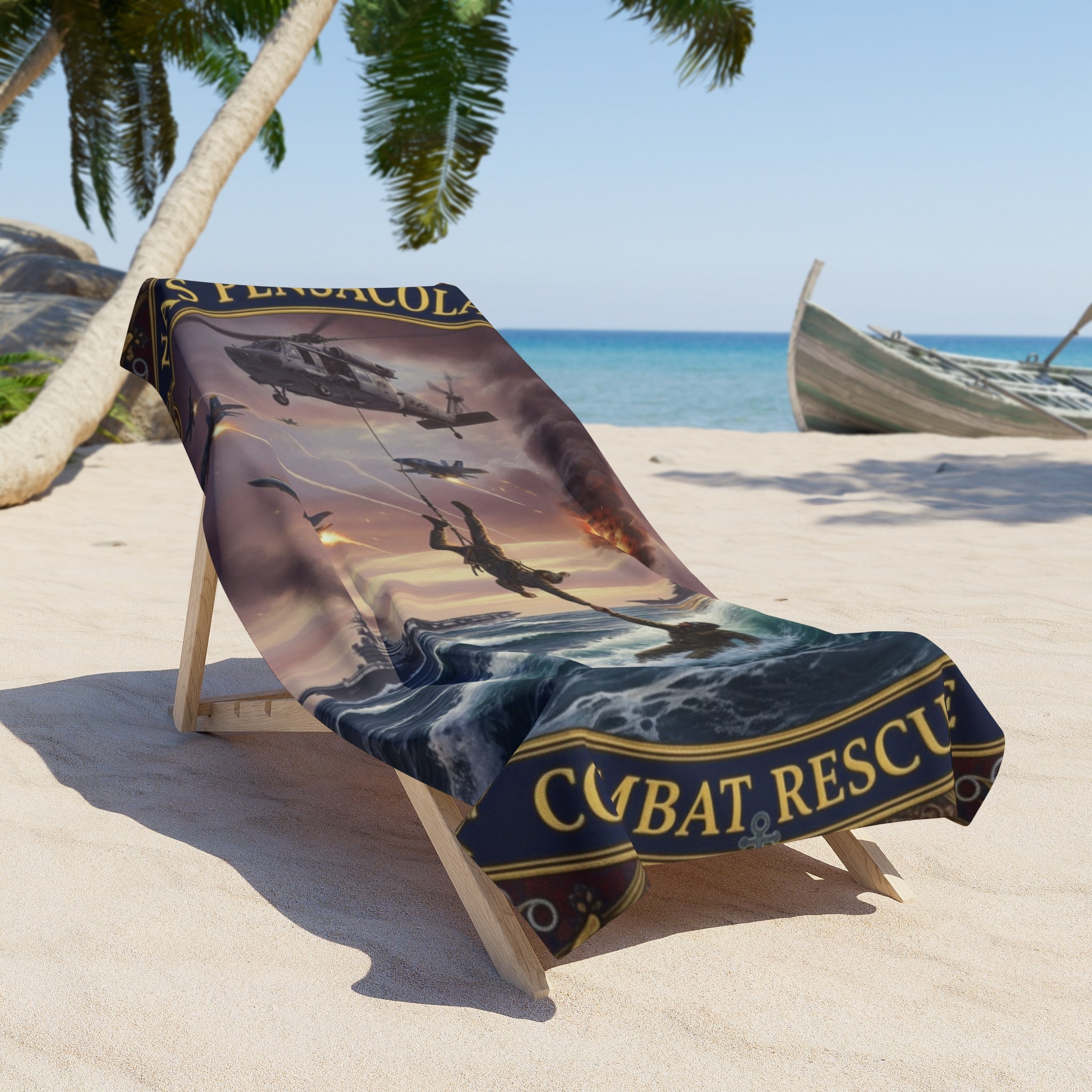 Combat Rescue Beach Towel — NAS Pensacola Military Rescue Scene