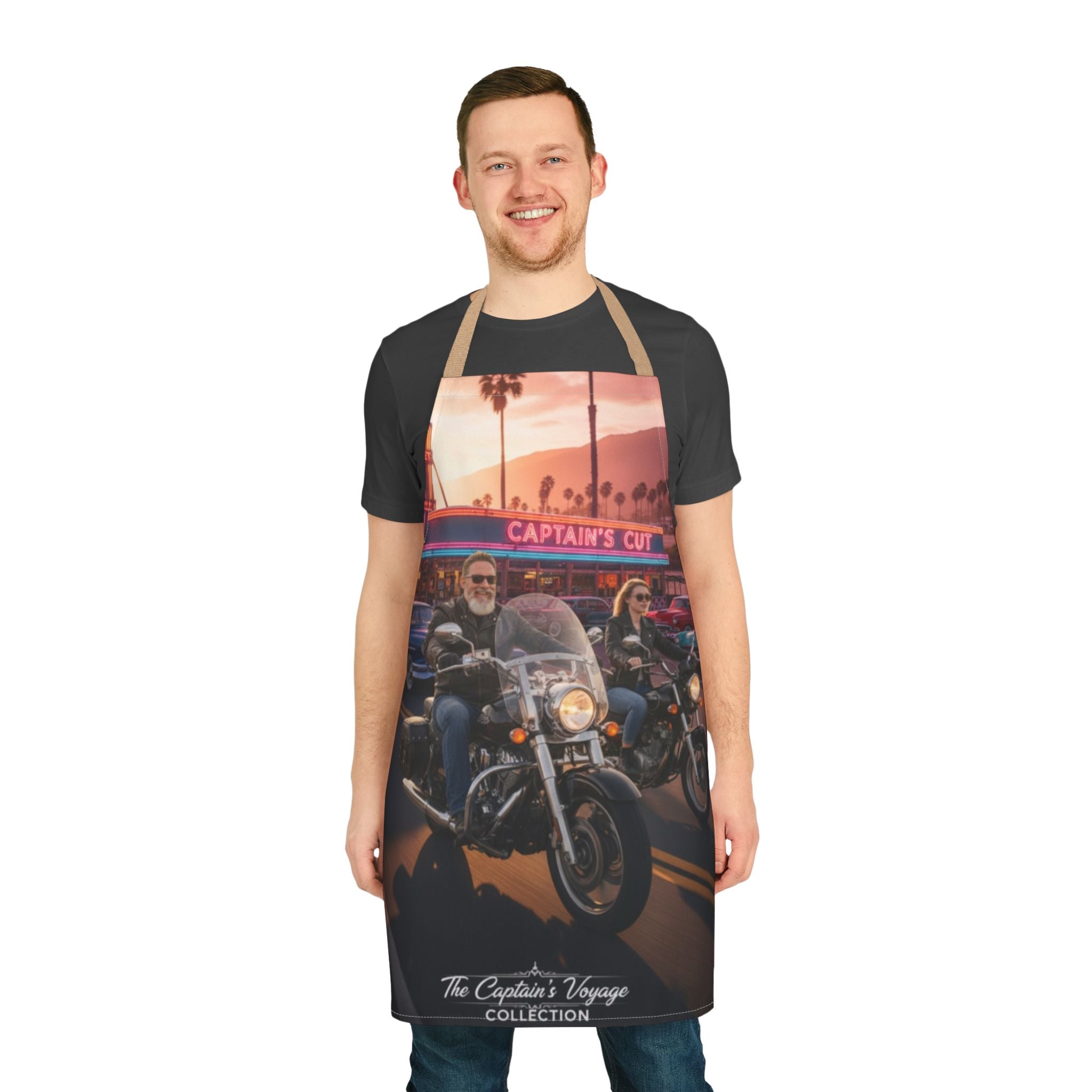 Biker Sunset Apron — Vintage Motorcycle Diner Print