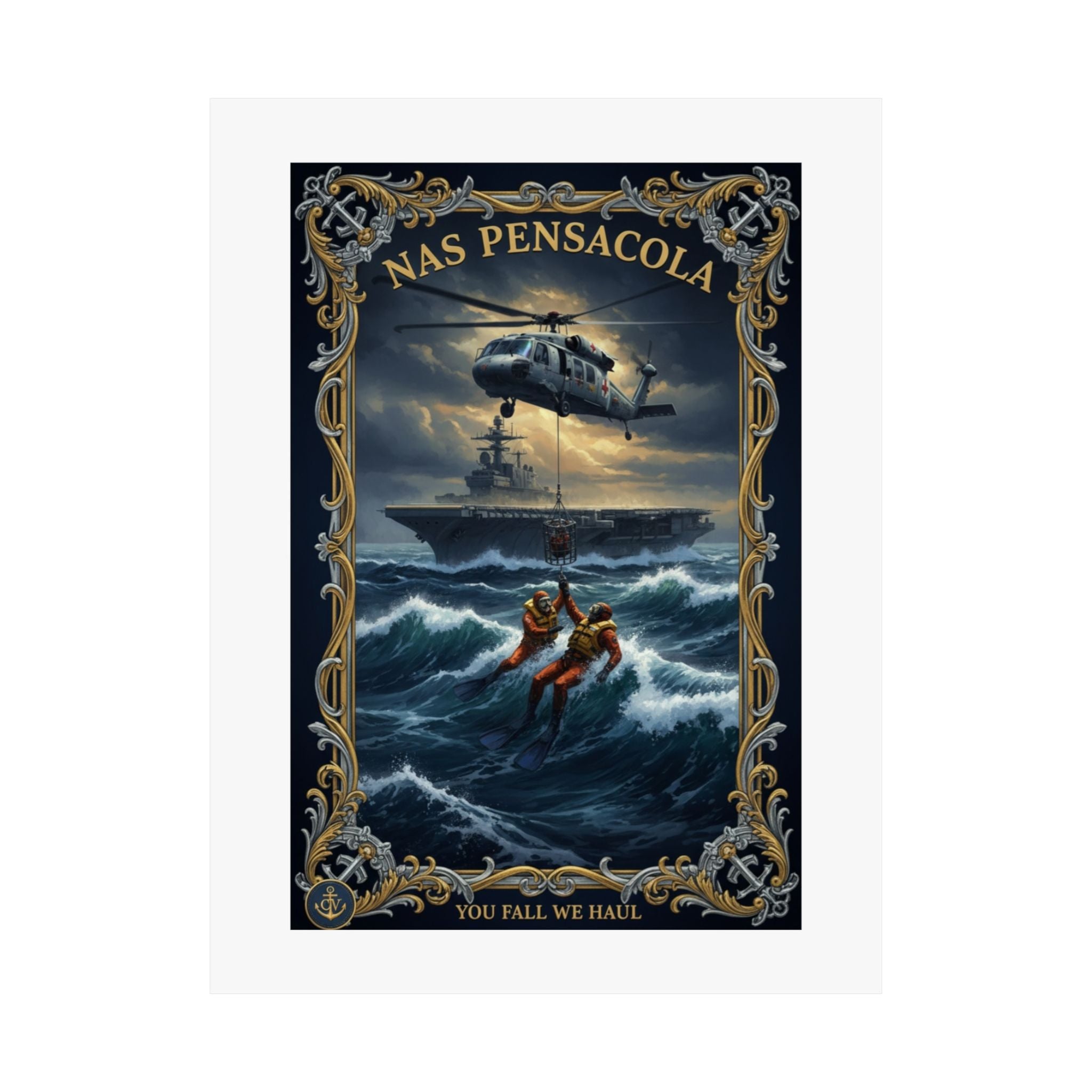 NAS Pensacola Rescue Poster — Matte Vertical Military Wall Art