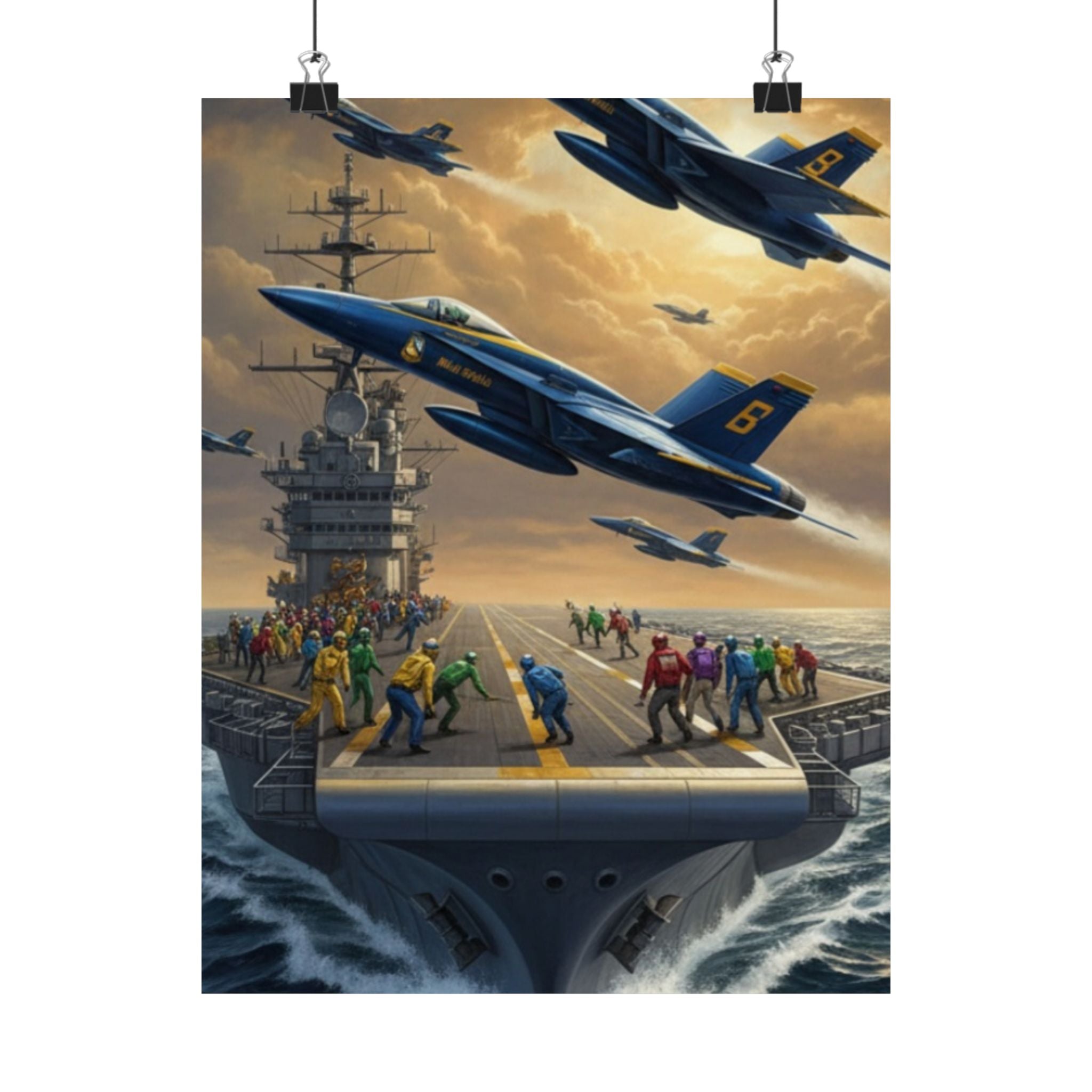 Navy SAR Rescue Helicopter Matte Poster — Dramatic Sea Rescue Art