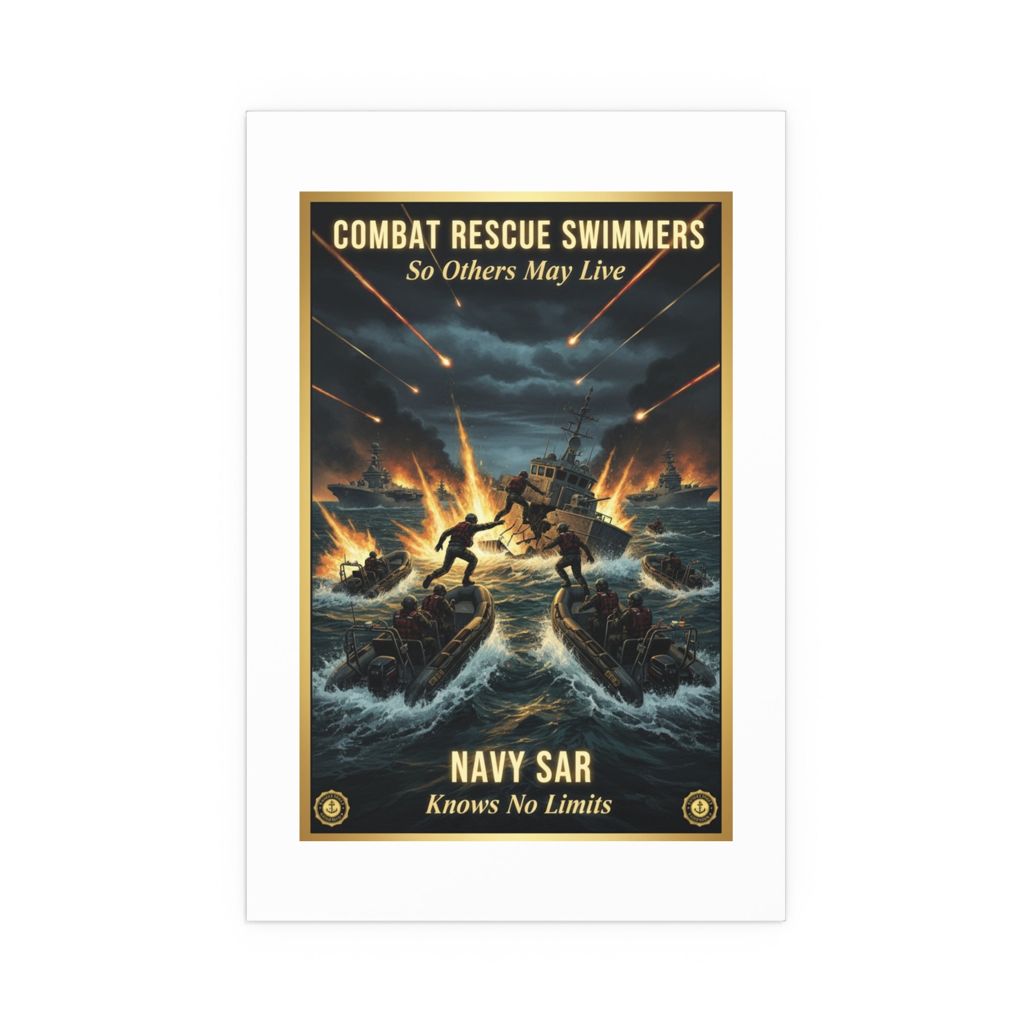 Combat Rescue Swimmers Silk Poster — 'So Others May Live' Navy SAR Wall Art