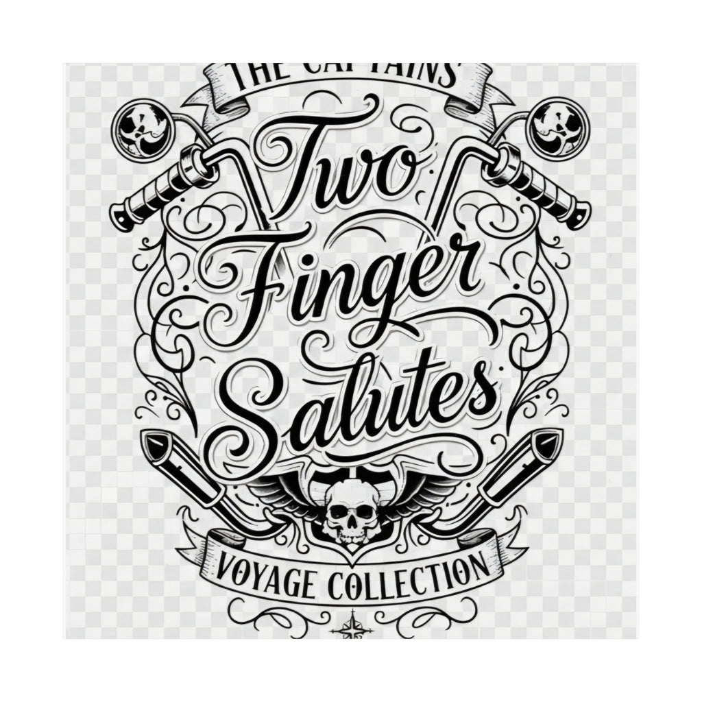 Two Finger Salutes Poster — Vintage Nautical Skull Voyage Wall Art