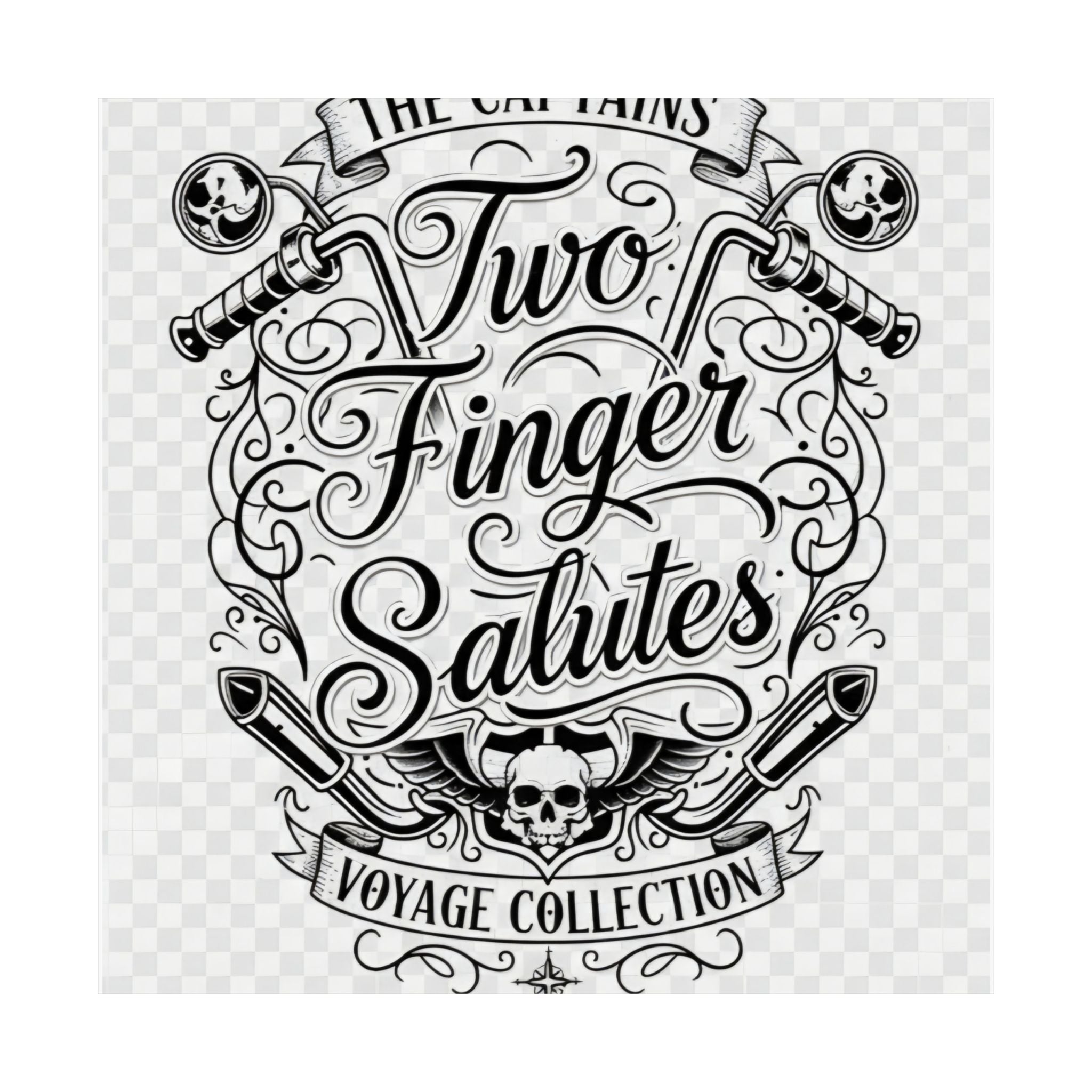Two Finger Salutes Poster — Vintage Nautical Skull Voyage Wall Art