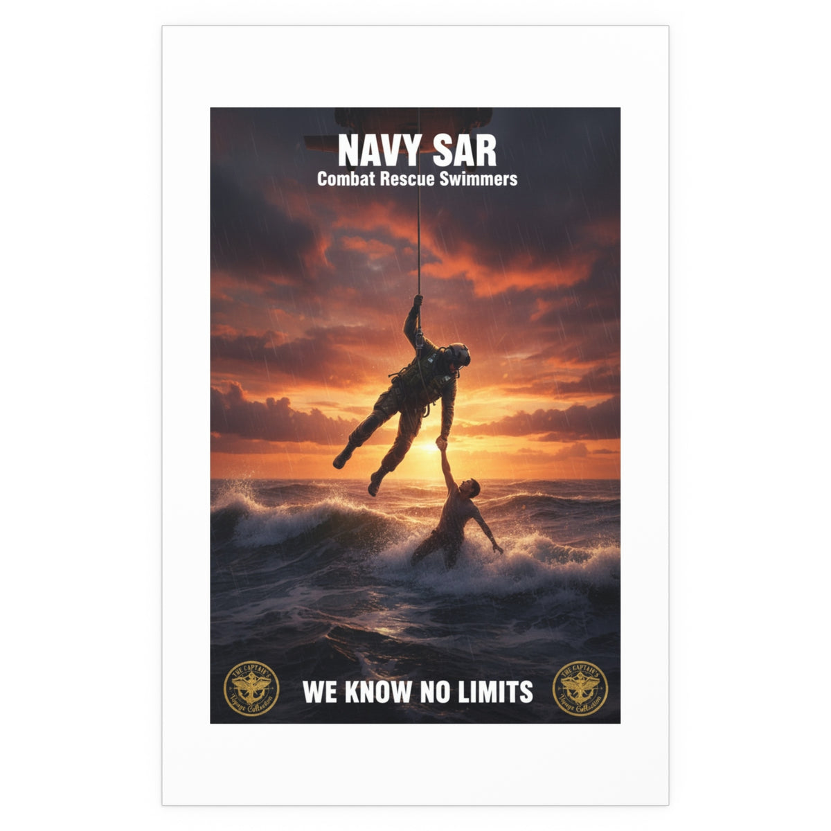 Navy SAR Combat Rescue Swimmers Silk Poster — “We Know No Limits” Indoor/Outdoor Wall Art