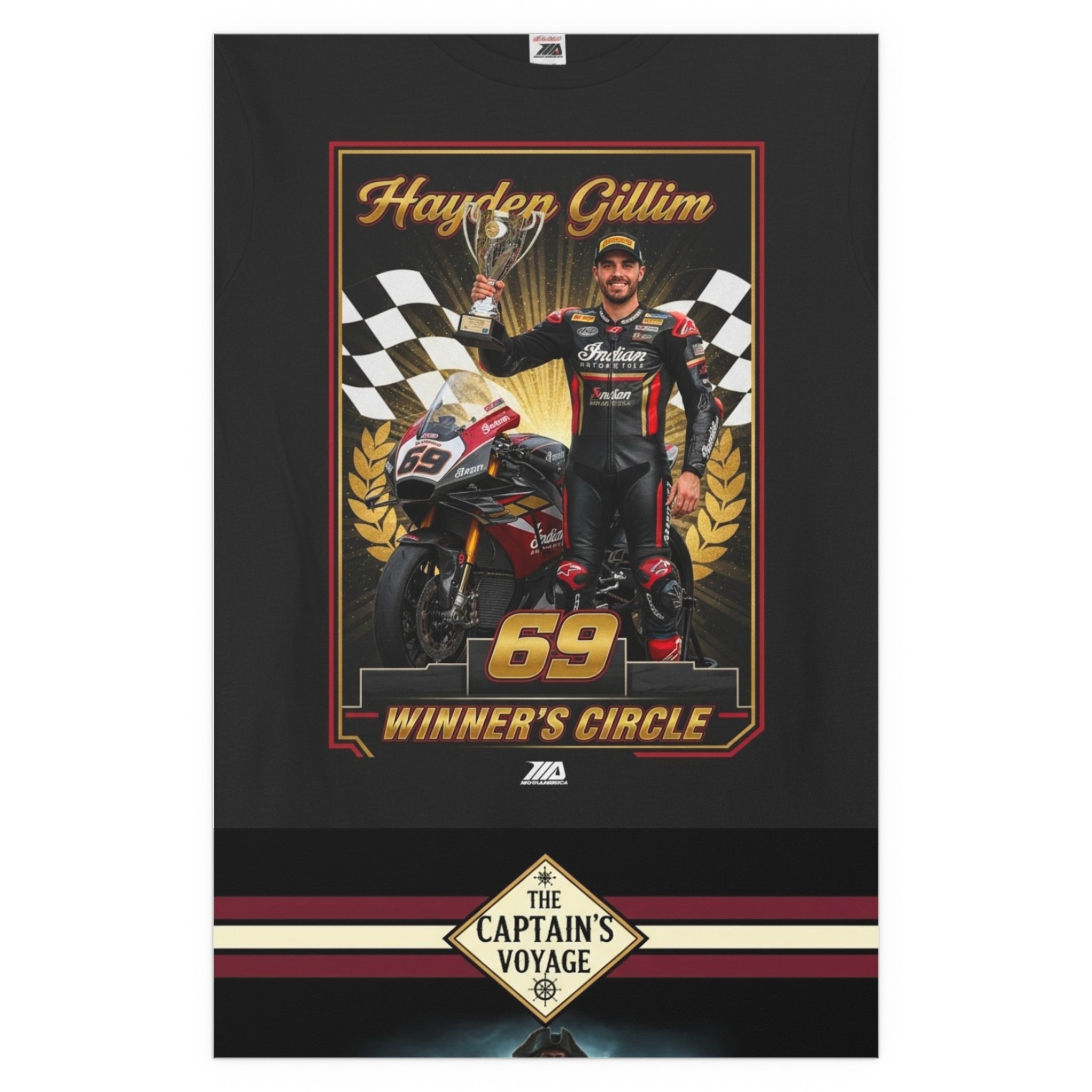 Racing Champion Silk Poster — “Winner’s Circle 69” Motorcycle Wall Art (Indoor/Outdoor)