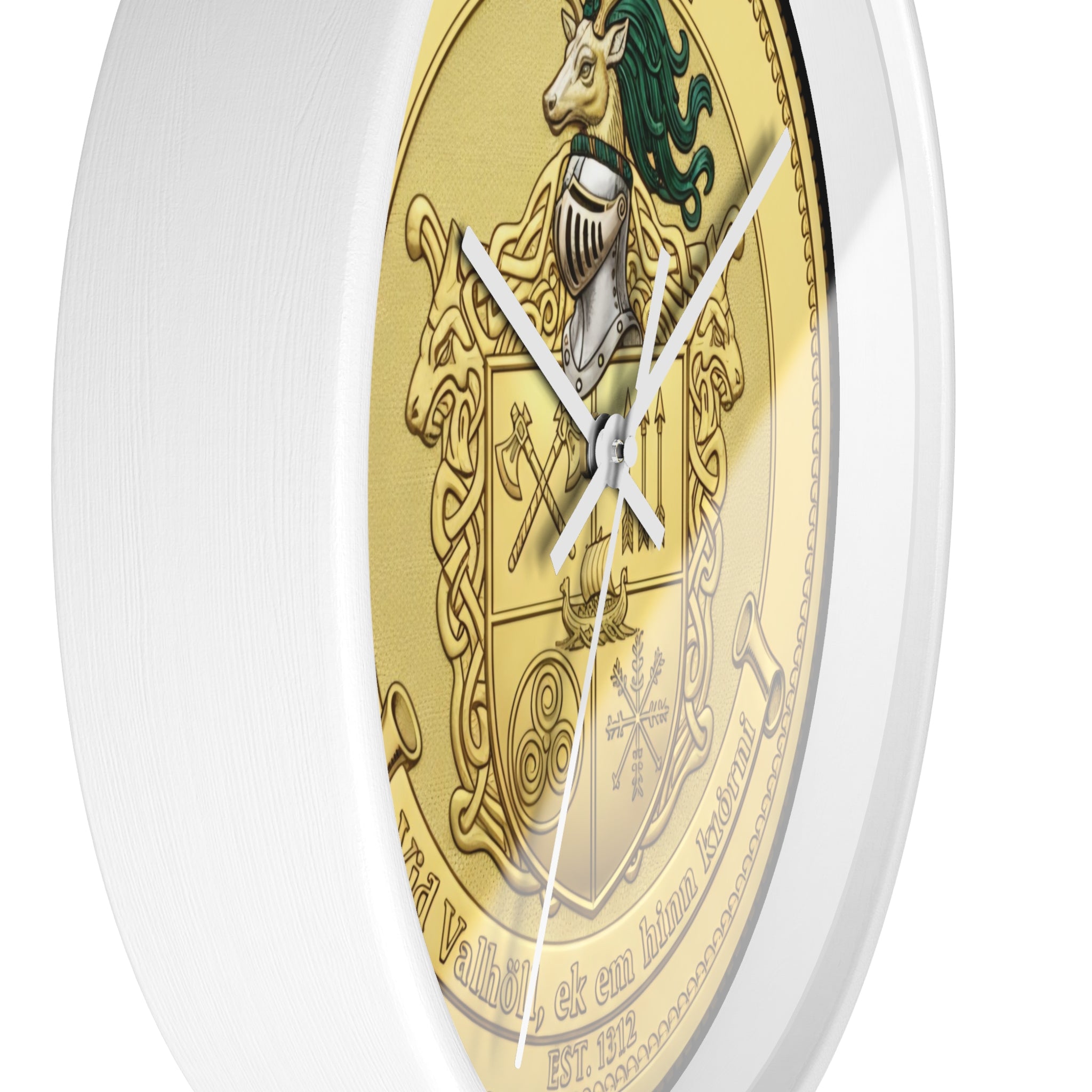 Wall Clock — Aitken Family Crest Gold Coat of Arms Clock