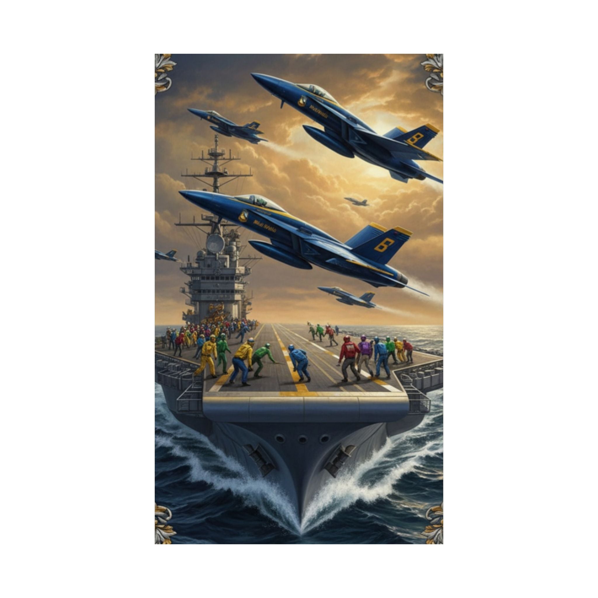Navy SAR Rescue Helicopter Matte Poster — Dramatic Sea Rescue Art
