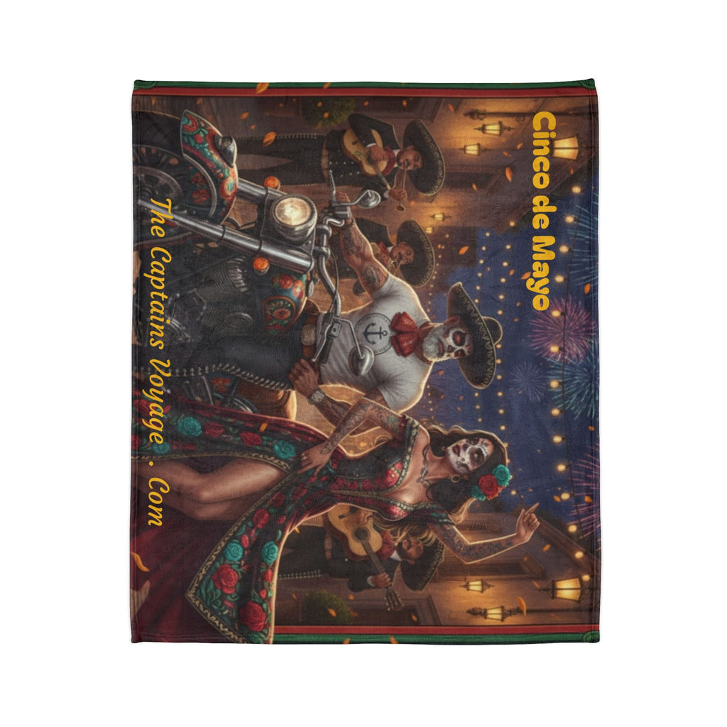 Cinco de Mayo Sugar Skull Blanket — Day of the Dead Mexican Fiesta Throw