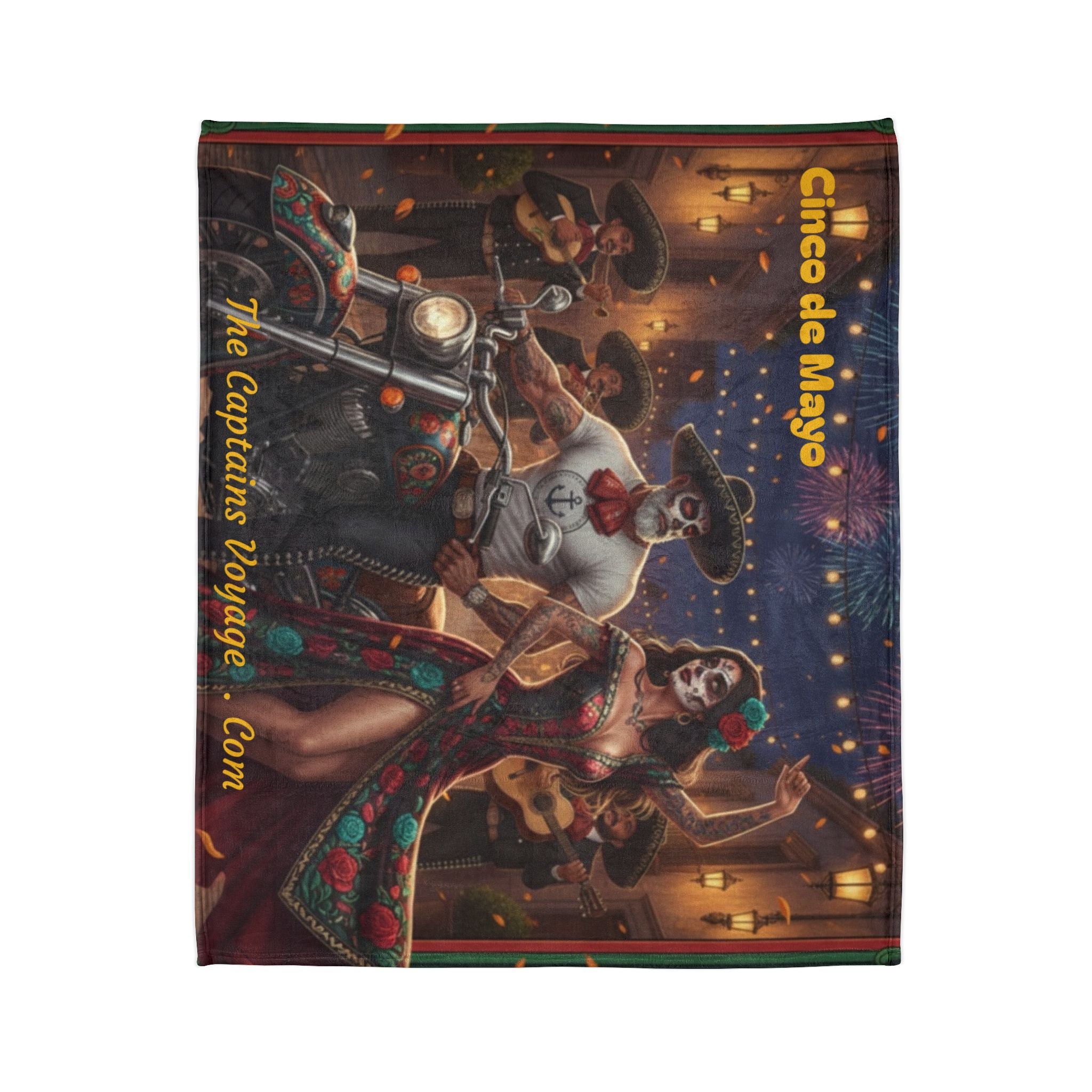 Cinco de Mayo Sugar Skull Blanket — Day of the Dead Mexican Fiesta Throw