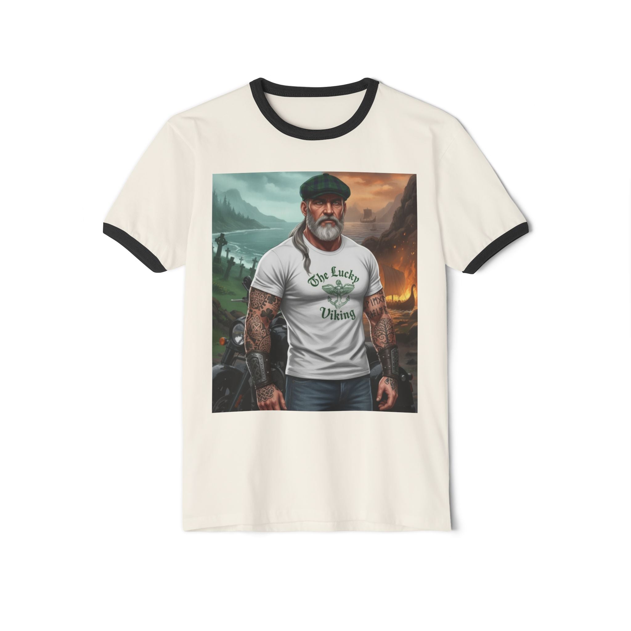 Viking Dad Graphic T-Shirt — "The Lucky Viking" Ringer Tee